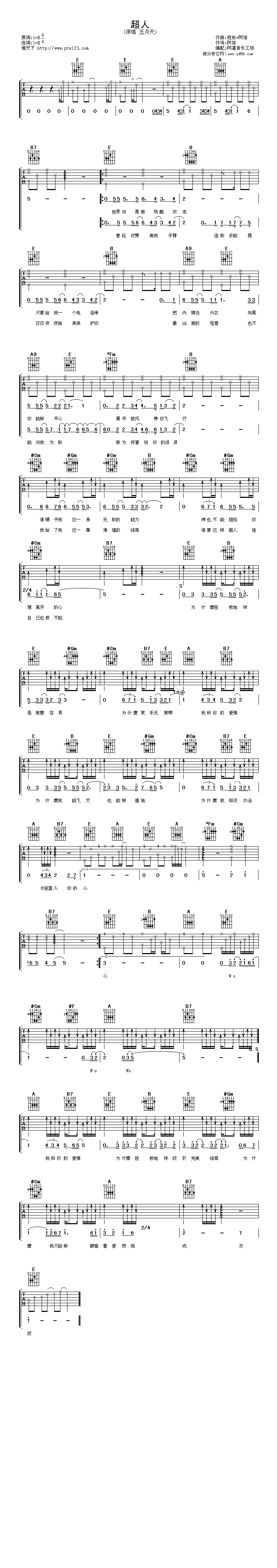 超人吉他谱 第1页