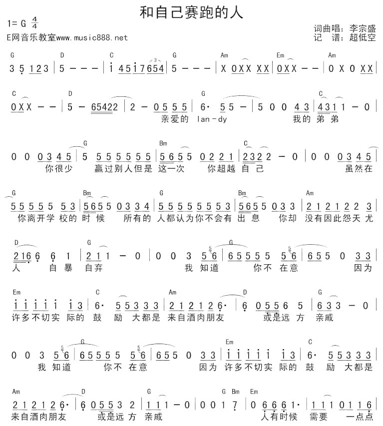 和自己赛跑的人吉他谱 第1页