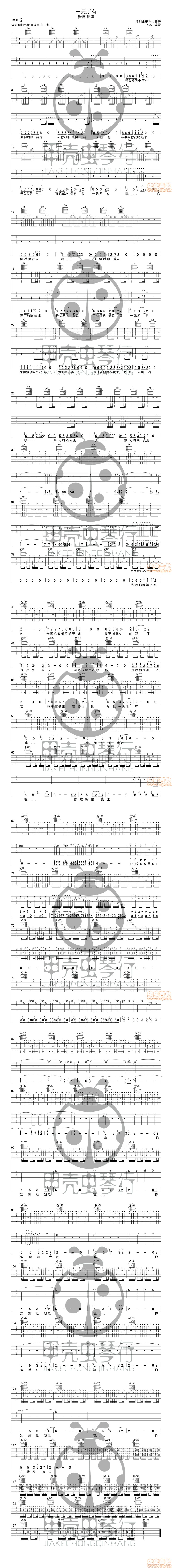 吉他谱 >> >> 崔健 >>一无所有 双吉他