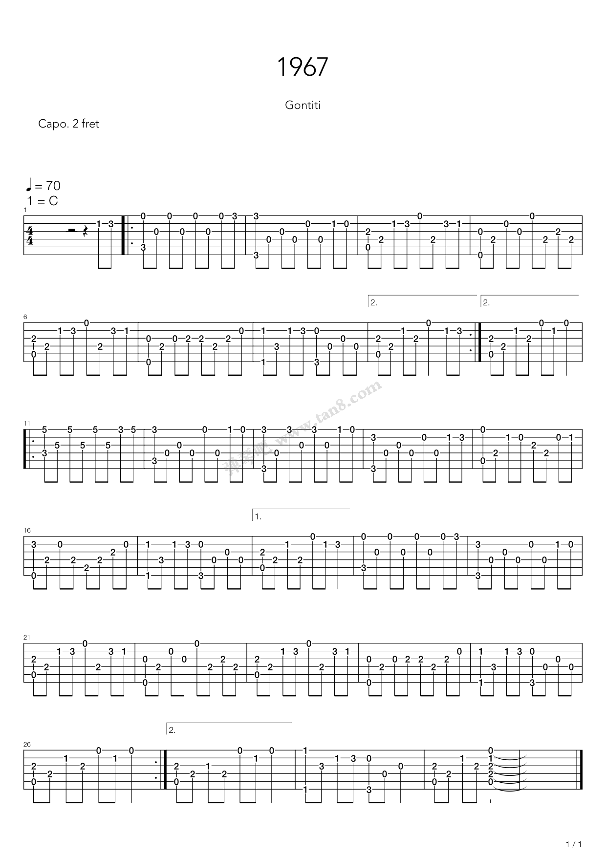 《1967》,gontiti(六线谱 吉他谱吉他谱 第1页