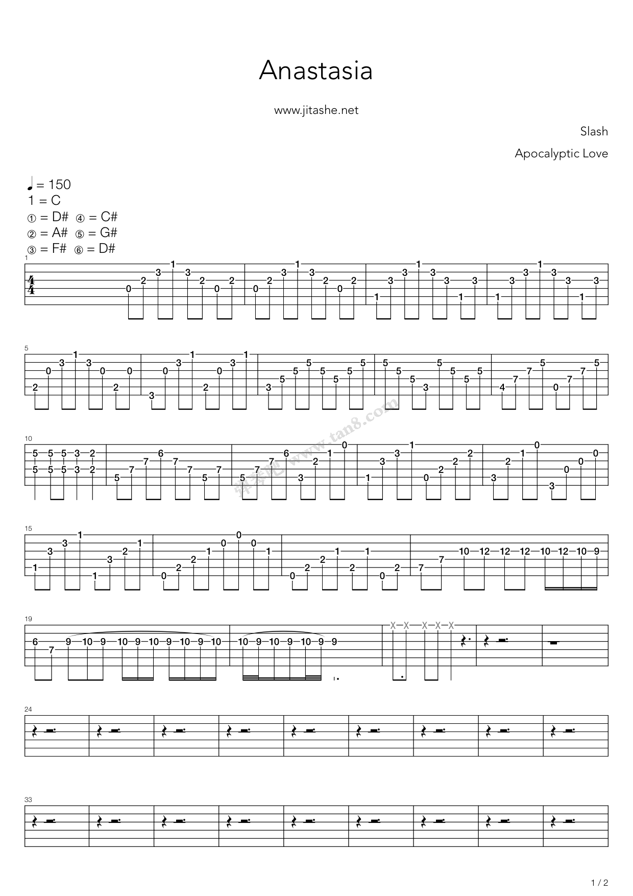 anastasia吉他谱 第4页