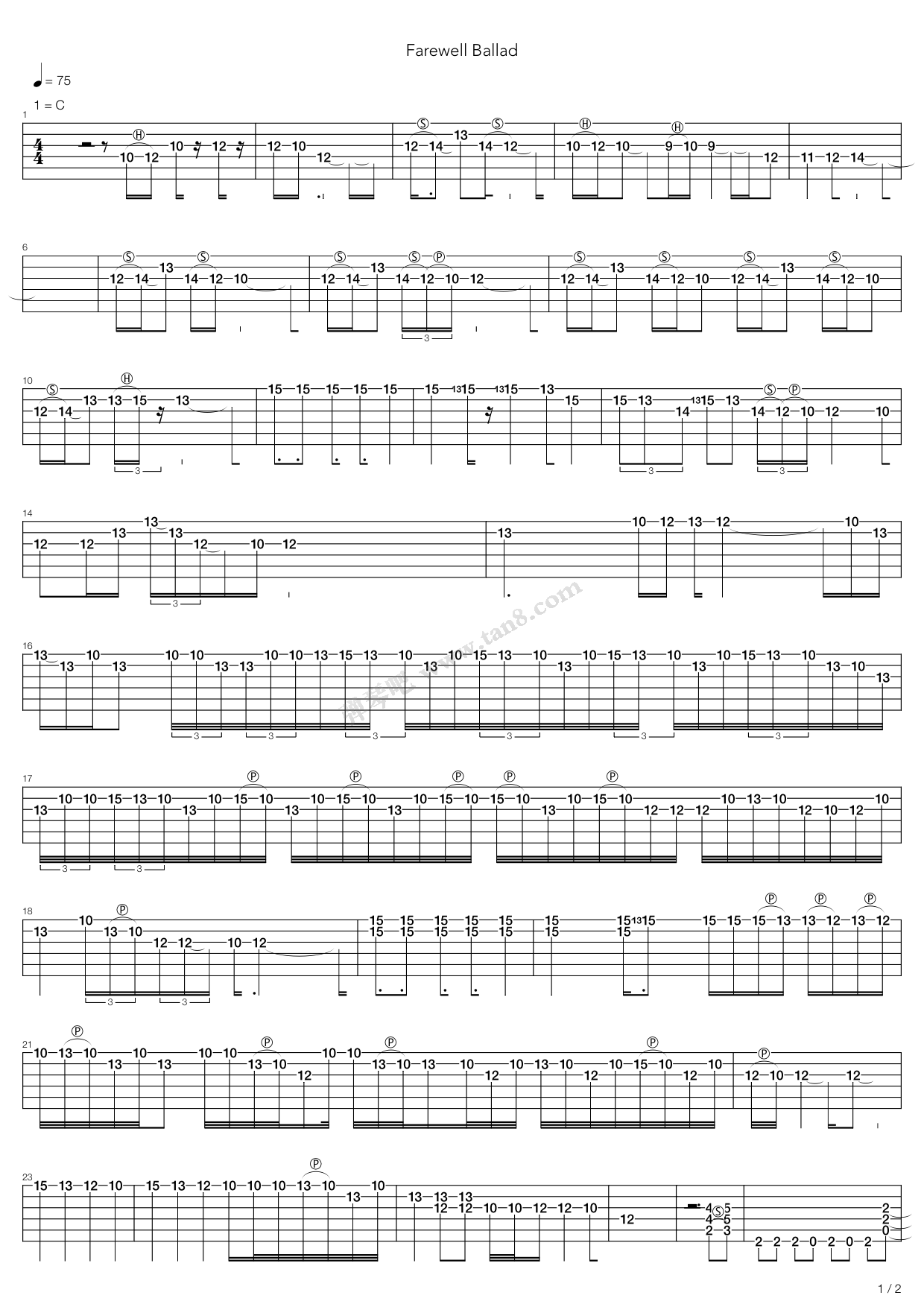 《farewell ballad》,farewell ballad(六线谱 吉他谱吉他谱 第1页