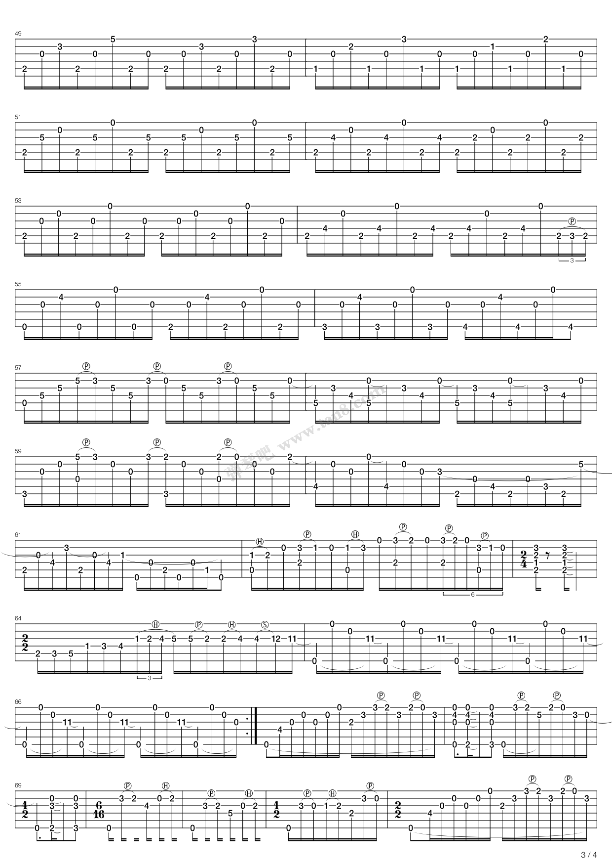 《天秤座奏鸣曲(第三乐章)》,罗兰.迪恩斯(六线谱 吉他谱吉他谱 第3页