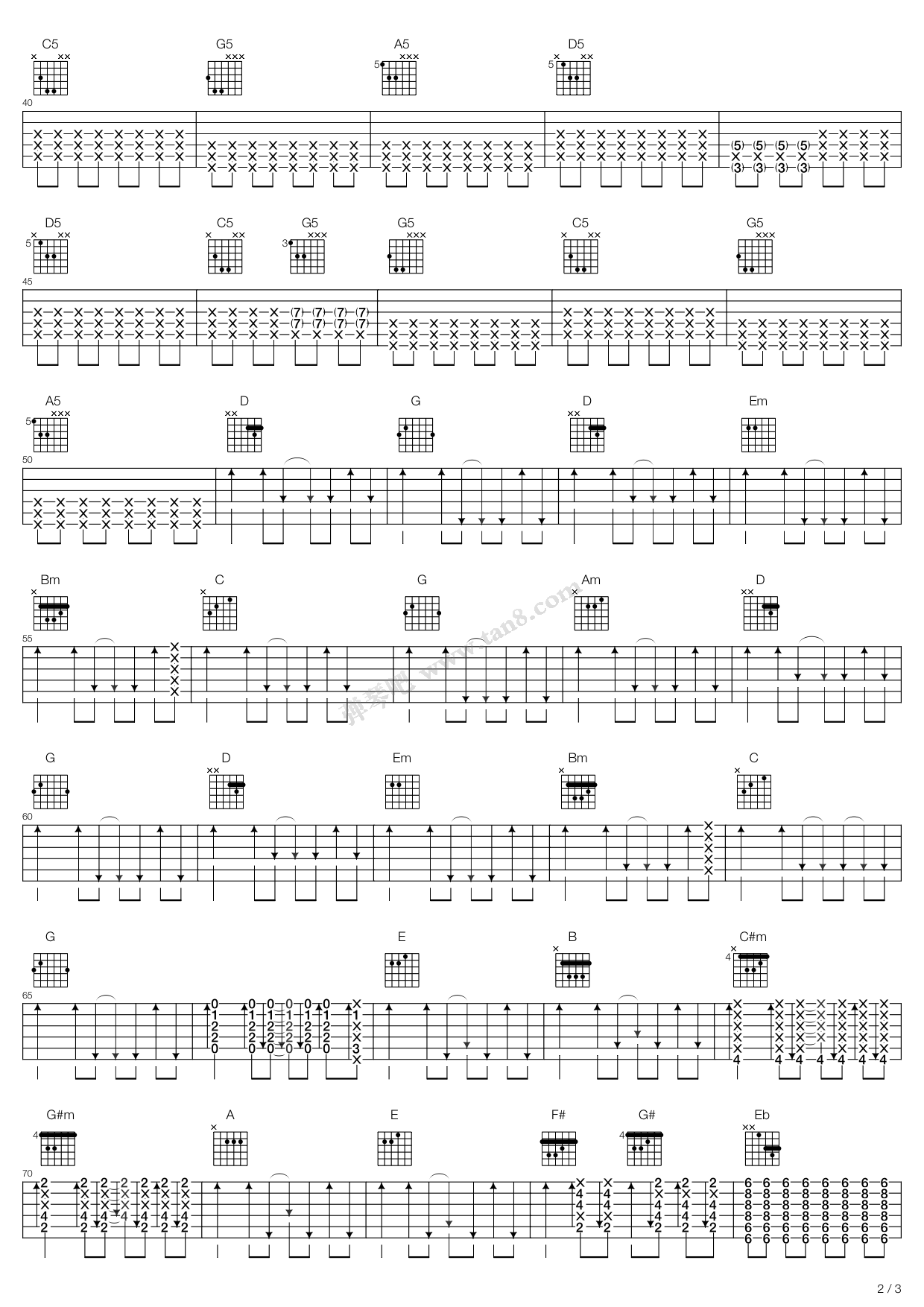 奔跑 吉他谱-虫虫吉他谱免费下载