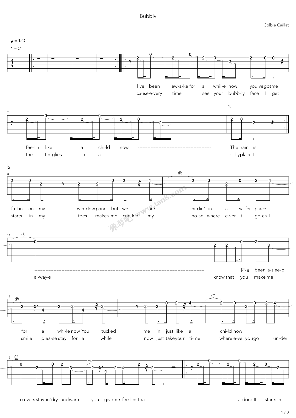 《bubbly,colbie caillat(六线谱 吉他谱吉他谱 第4页