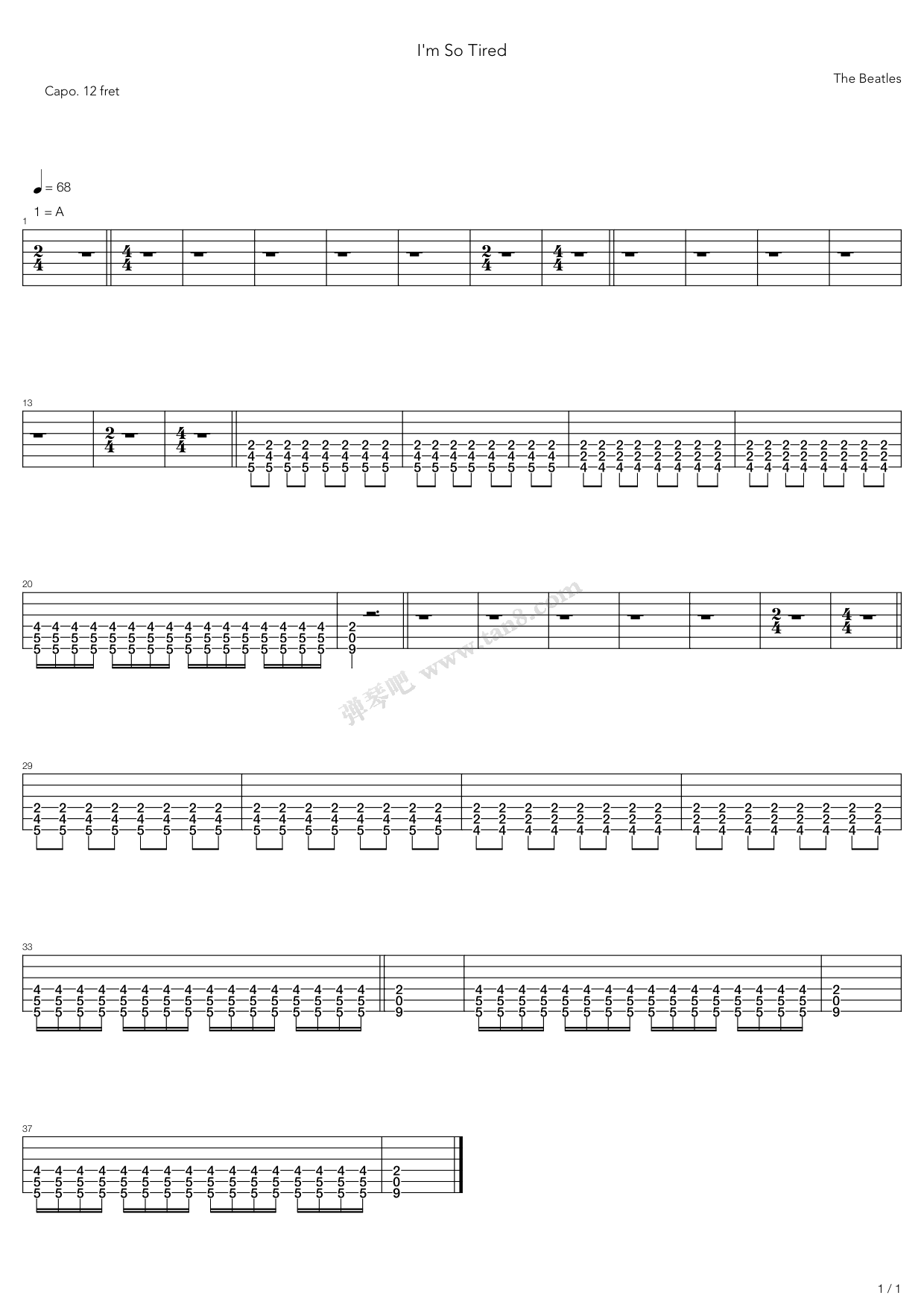 《i"m so tired》,the beatles(六线谱 吉他谱吉他谱 第8页