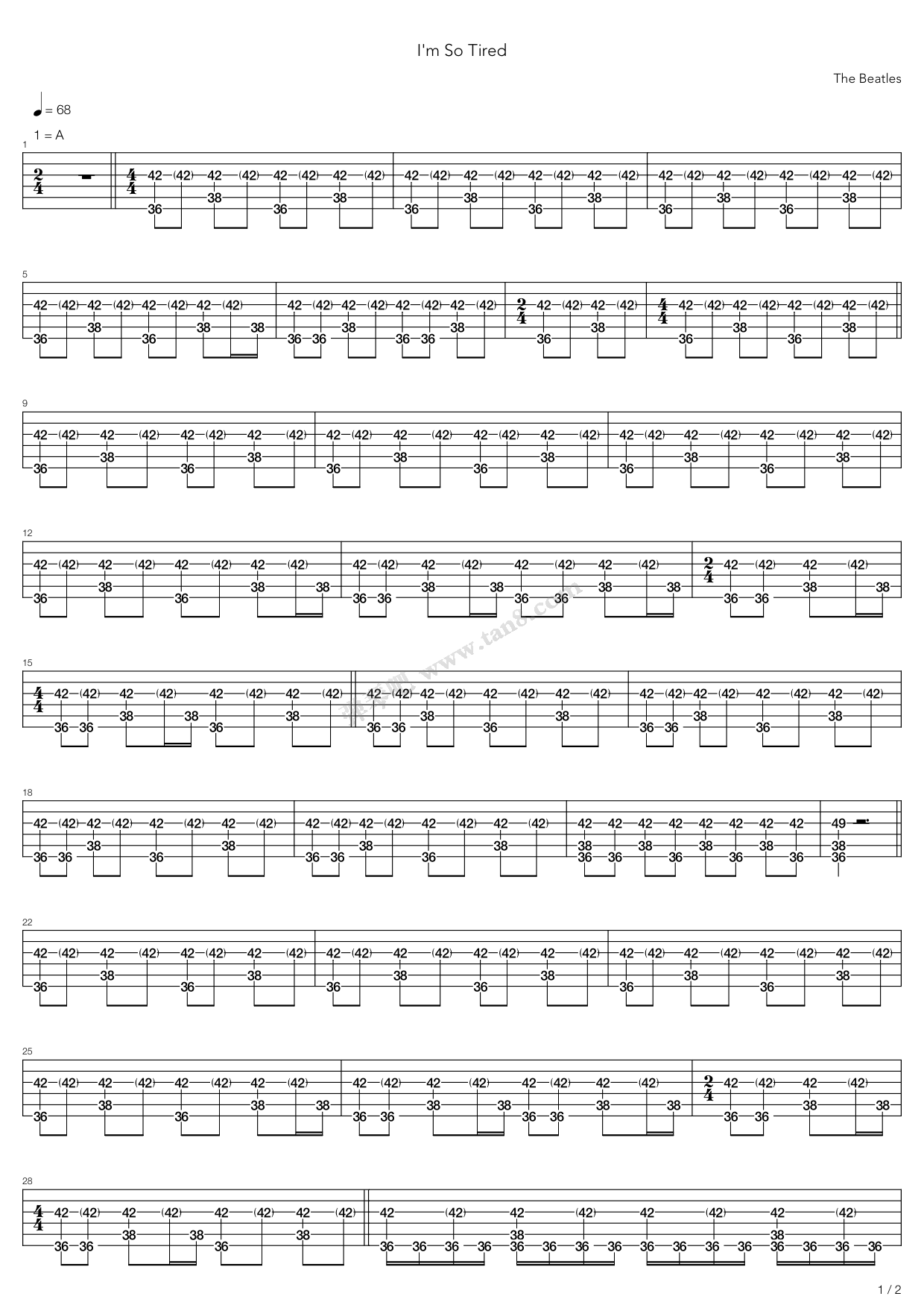 《i"m so tired》,the beatles(六线谱 吉他谱吉他谱 第9页