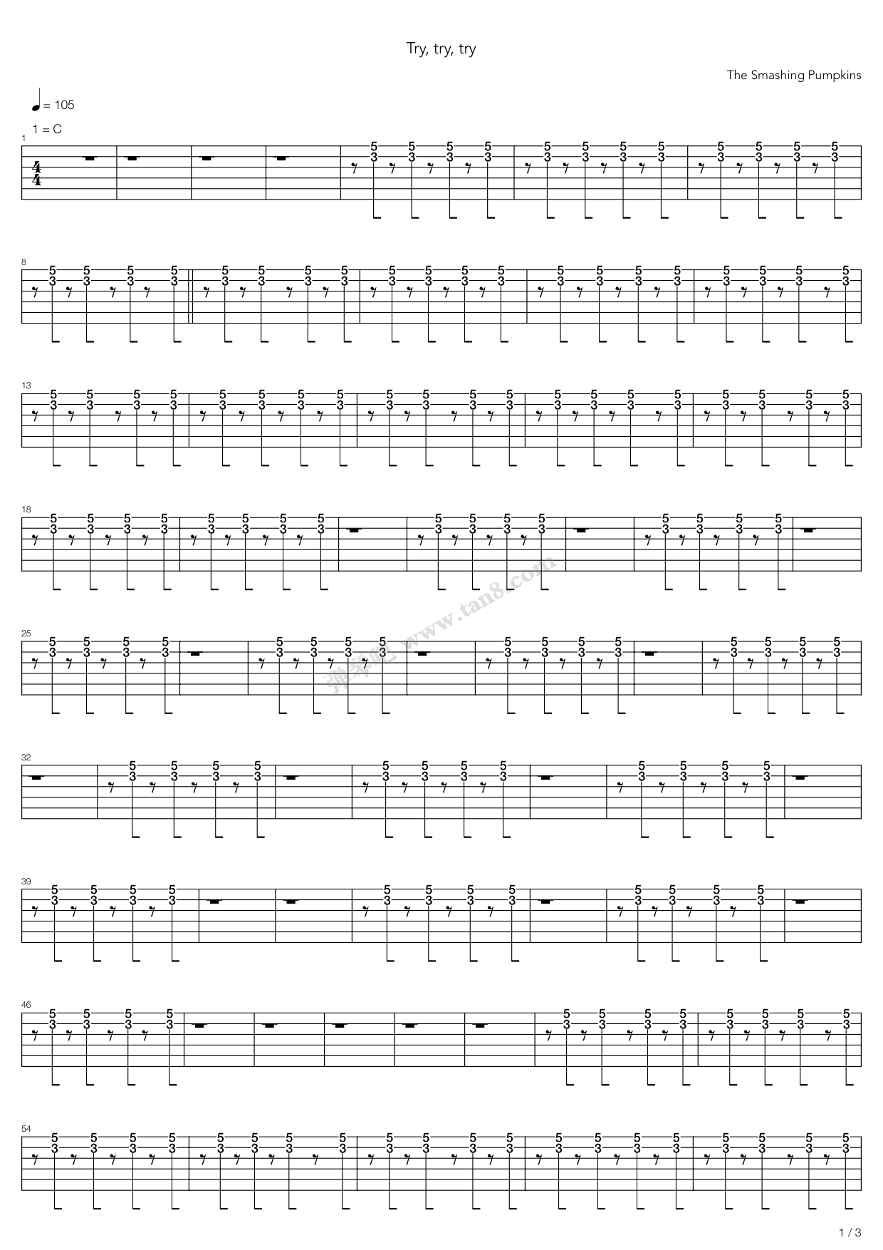 《try try try,the smashing pumpkins(六线谱 吉他谱吉他谱 第17页