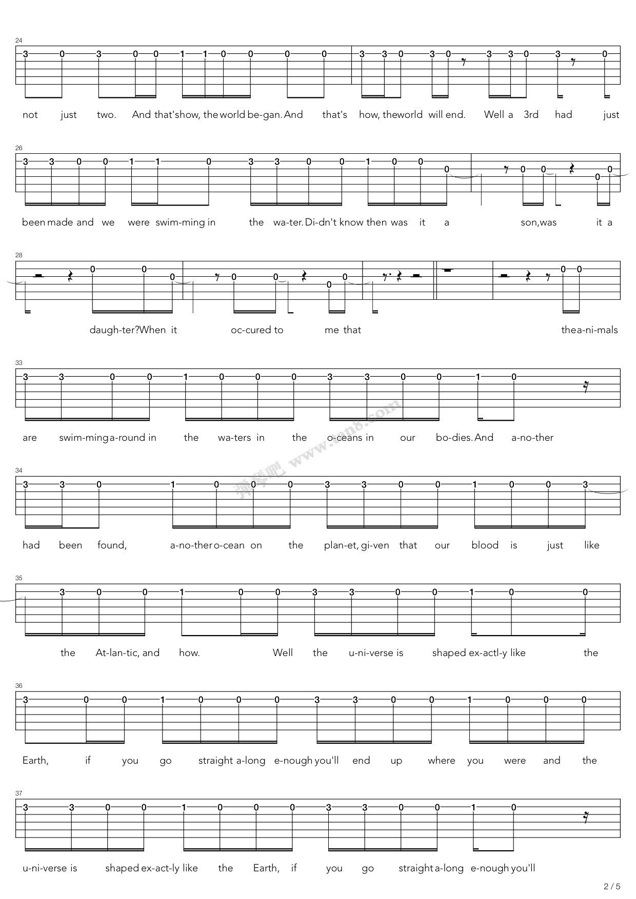 《3rd planet》,modest mouse(六线谱 调六线吉他谱