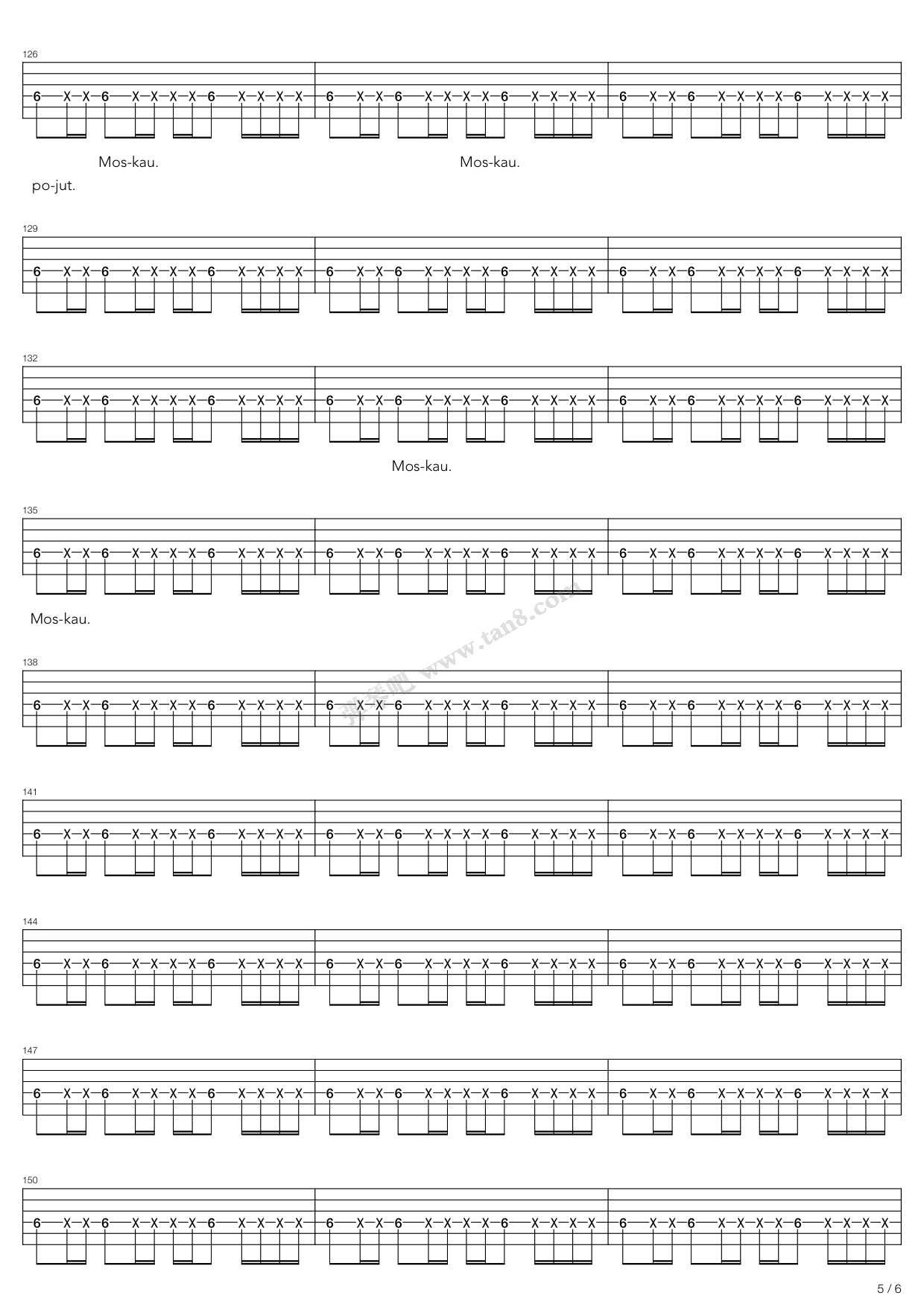 《moskau》,rammstein(六线谱 吉他谱吉他谱 第14页