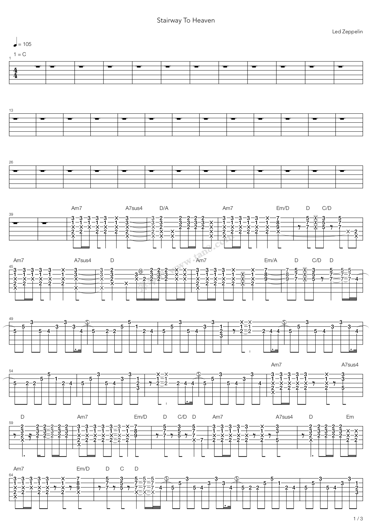 《stairway to heaven》,led zeppelin(六线谱 吉他谱吉他谱 第5页