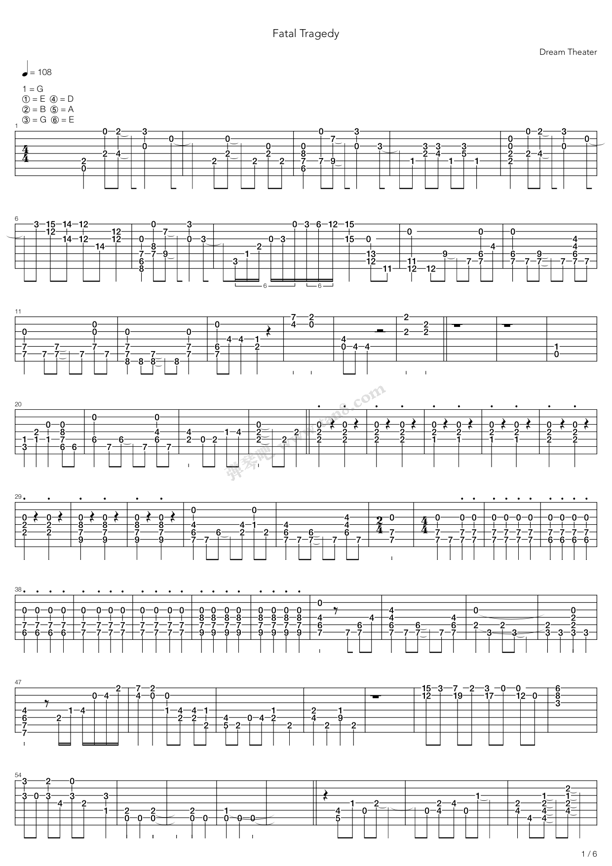 《fatal tragedy》,dream theater(六线谱 吉他谱吉他谱 第6页