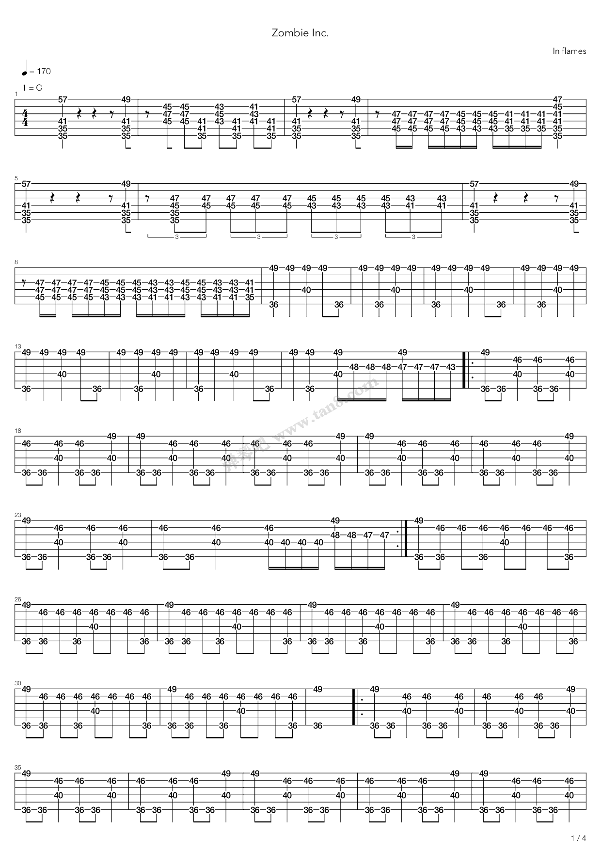 《zombie inc》,in flames(六线谱 吉他谱吉他谱 第12页