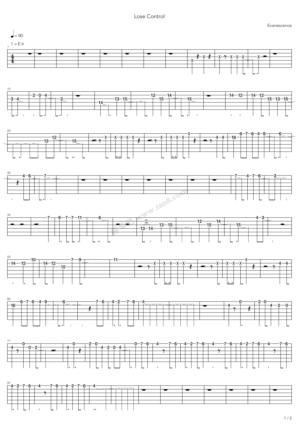 Lose Control 吉他谱 虫虫吉他谱免费下载