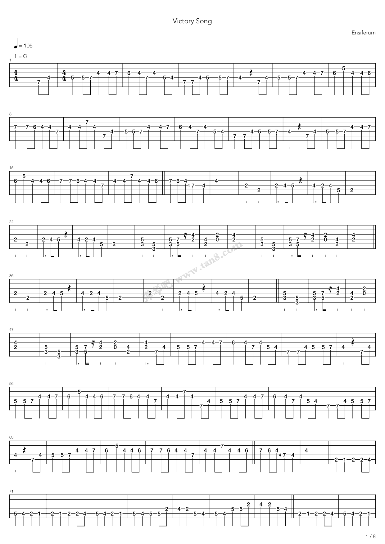 《victory song》,ensiferum(六线谱 吉他谱吉他谱 第14页