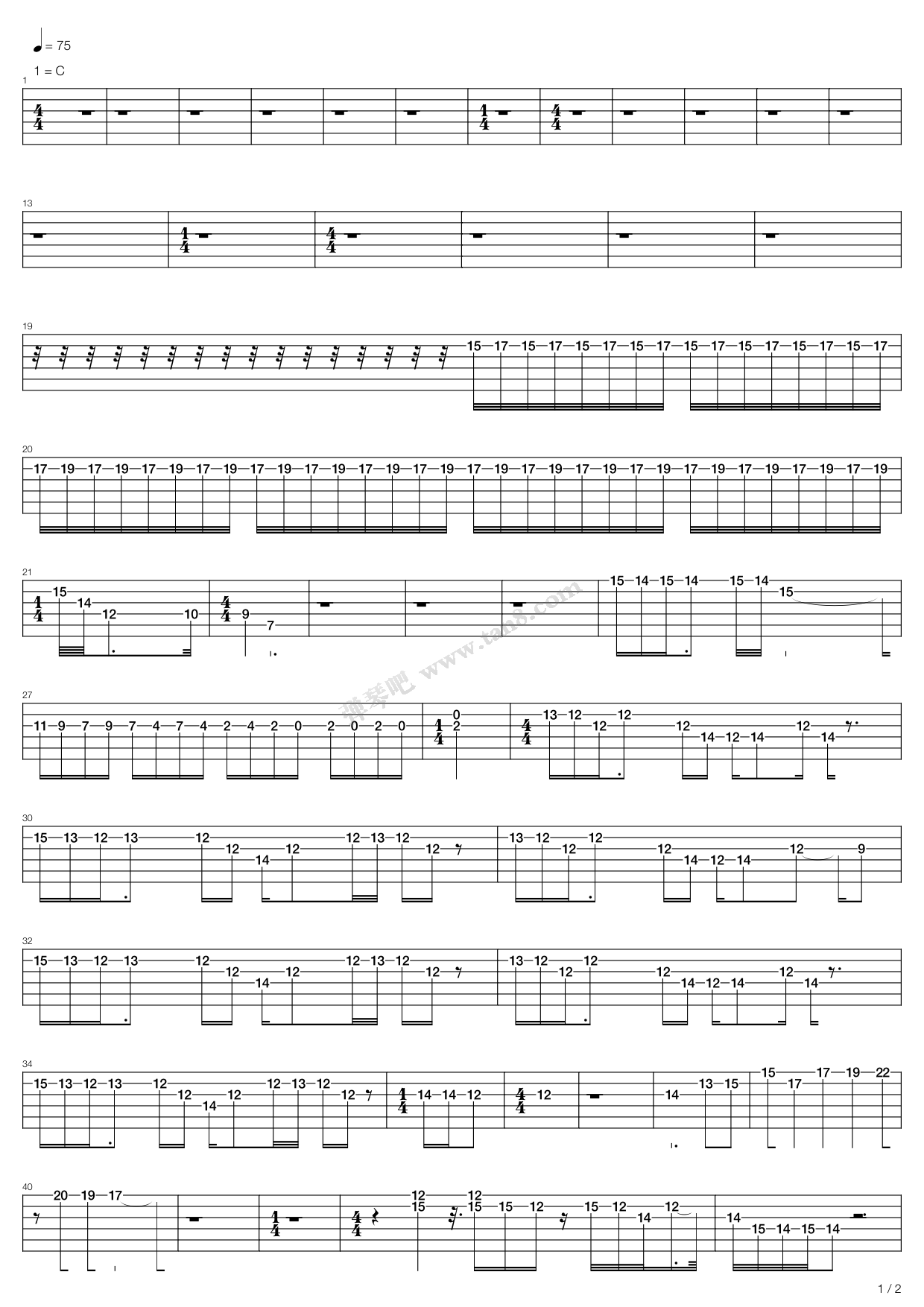 《outside space》,john frusciante(六线谱 吉他谱吉他谱 第8页