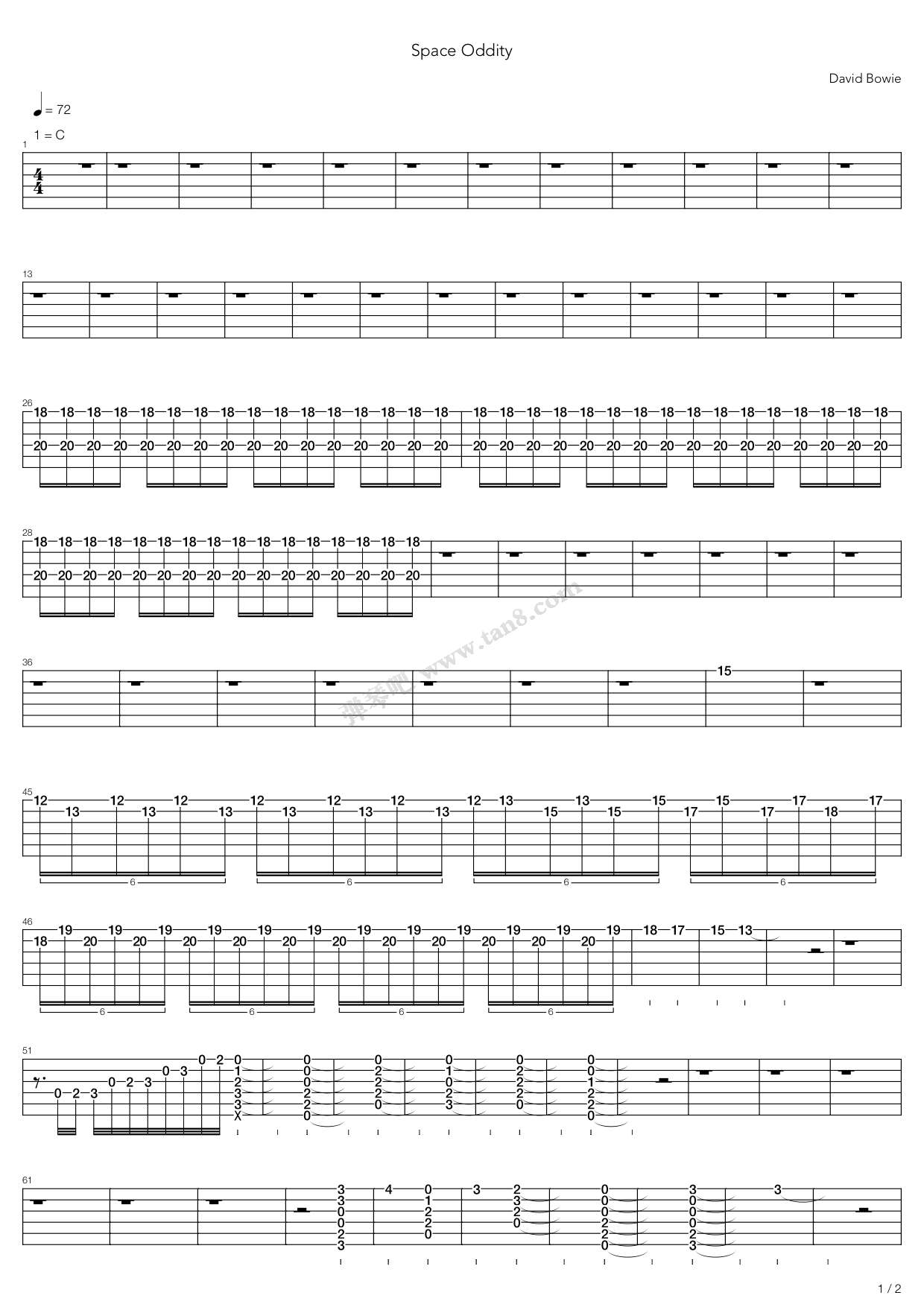 《space oddity》,david bowie(六线谱 吉他谱吉他谱 第15页