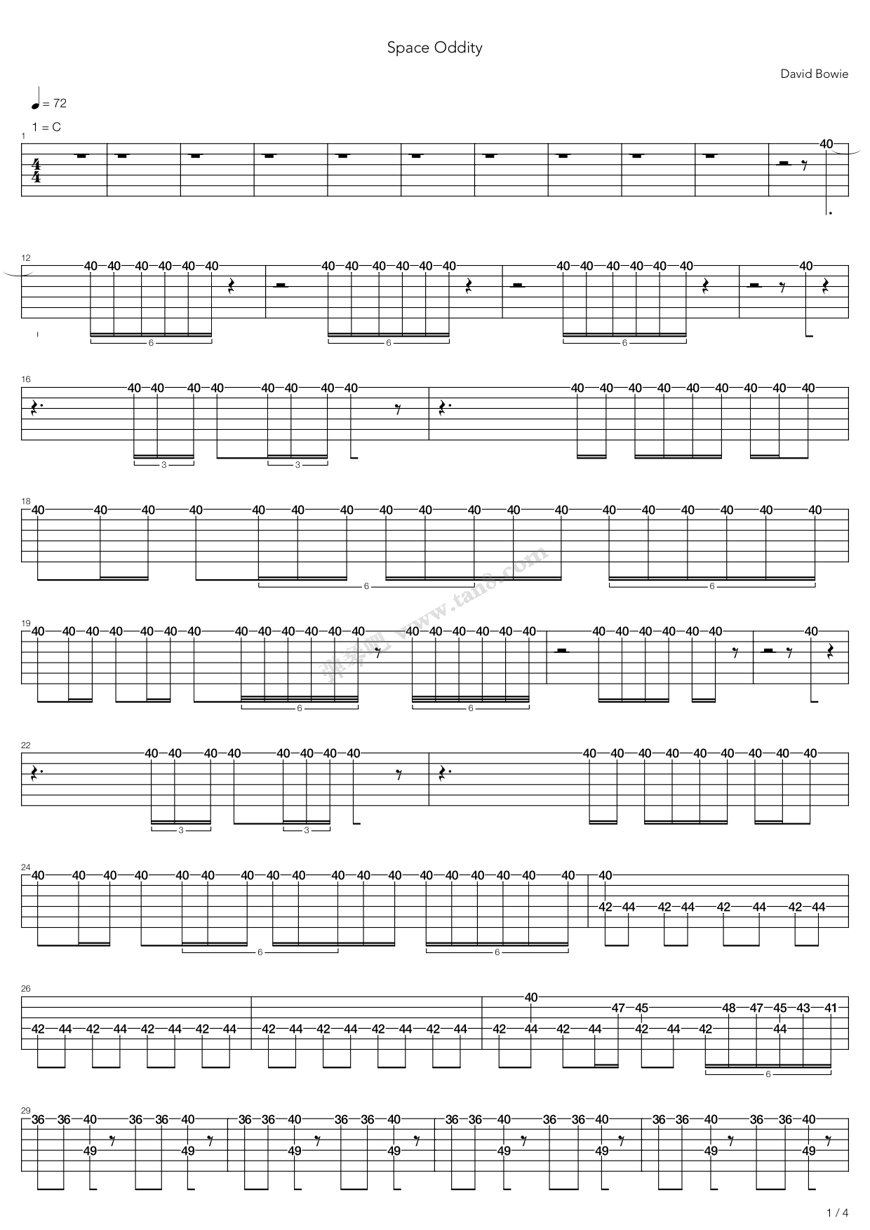 《space oddity》,david bowie(六线谱 吉他谱吉他谱 第19页