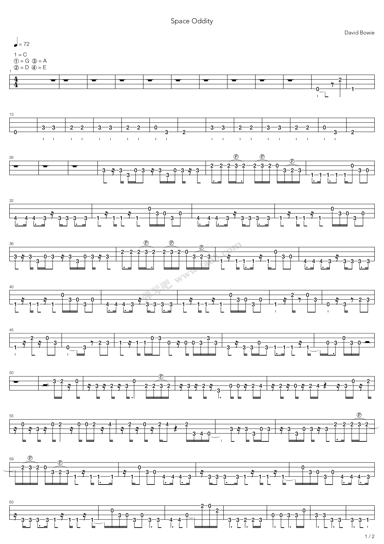 《space oddity》,david bowie(六线谱 吉他谱吉他谱 第5页