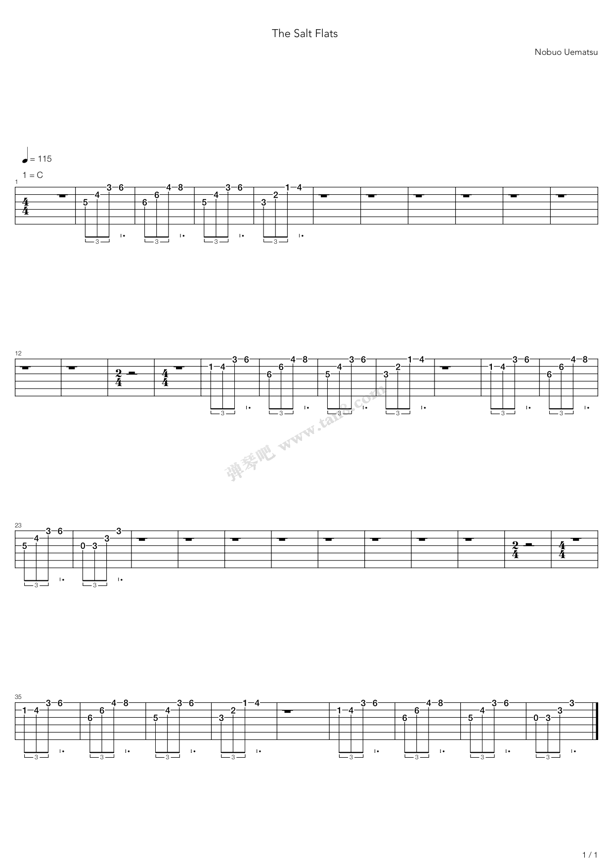 《最终幻想8 - salt flats》,植松伸夫(六线谱 吉他谱吉他谱 第1页