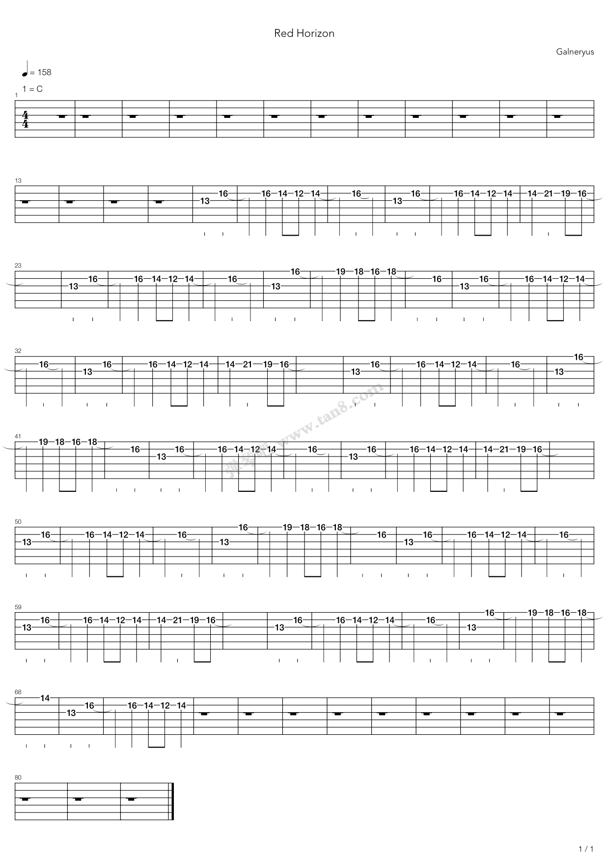 《red horizon》,galneryus( 调六线吉他谱-虫虫吉他