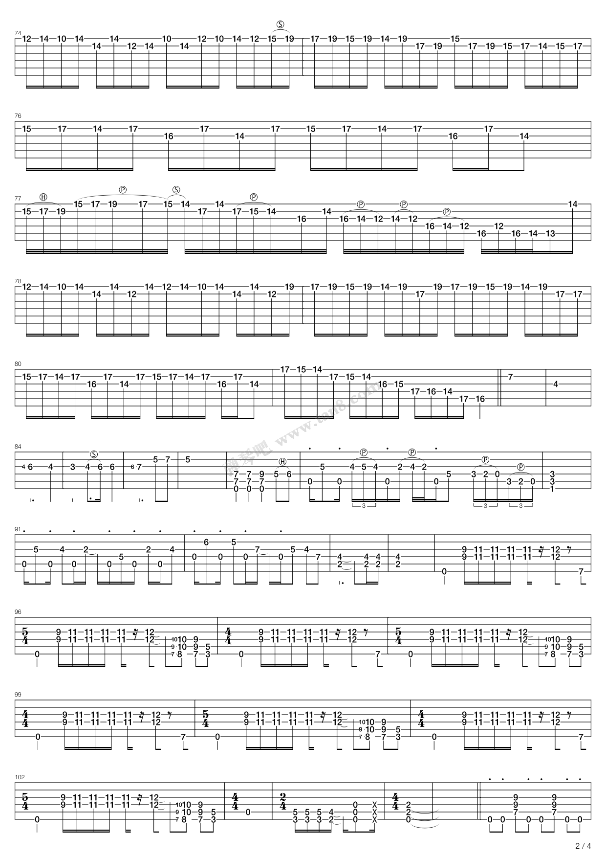 《changes》,gamma ray(六线谱 吉他谱吉他谱 第6页