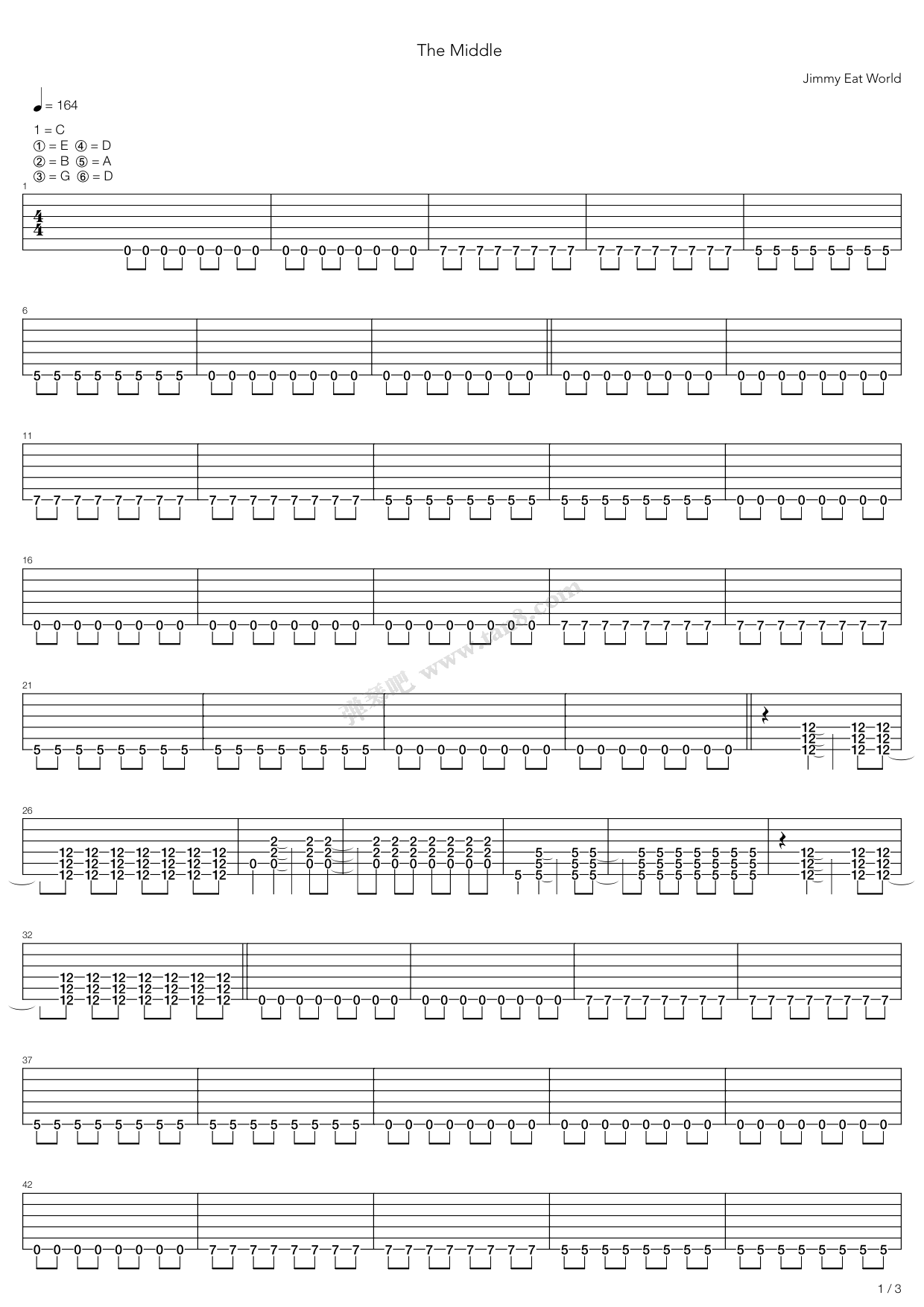 《the middle》,jimmy eat world(六线谱 吉他谱吉他谱 第4页
