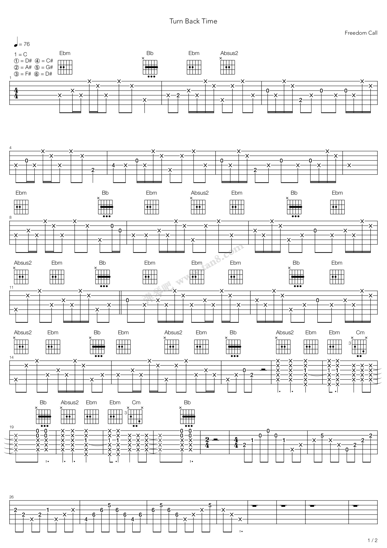 《turn back time》,freedom call(六线谱 吉他谱吉他谱 第3页