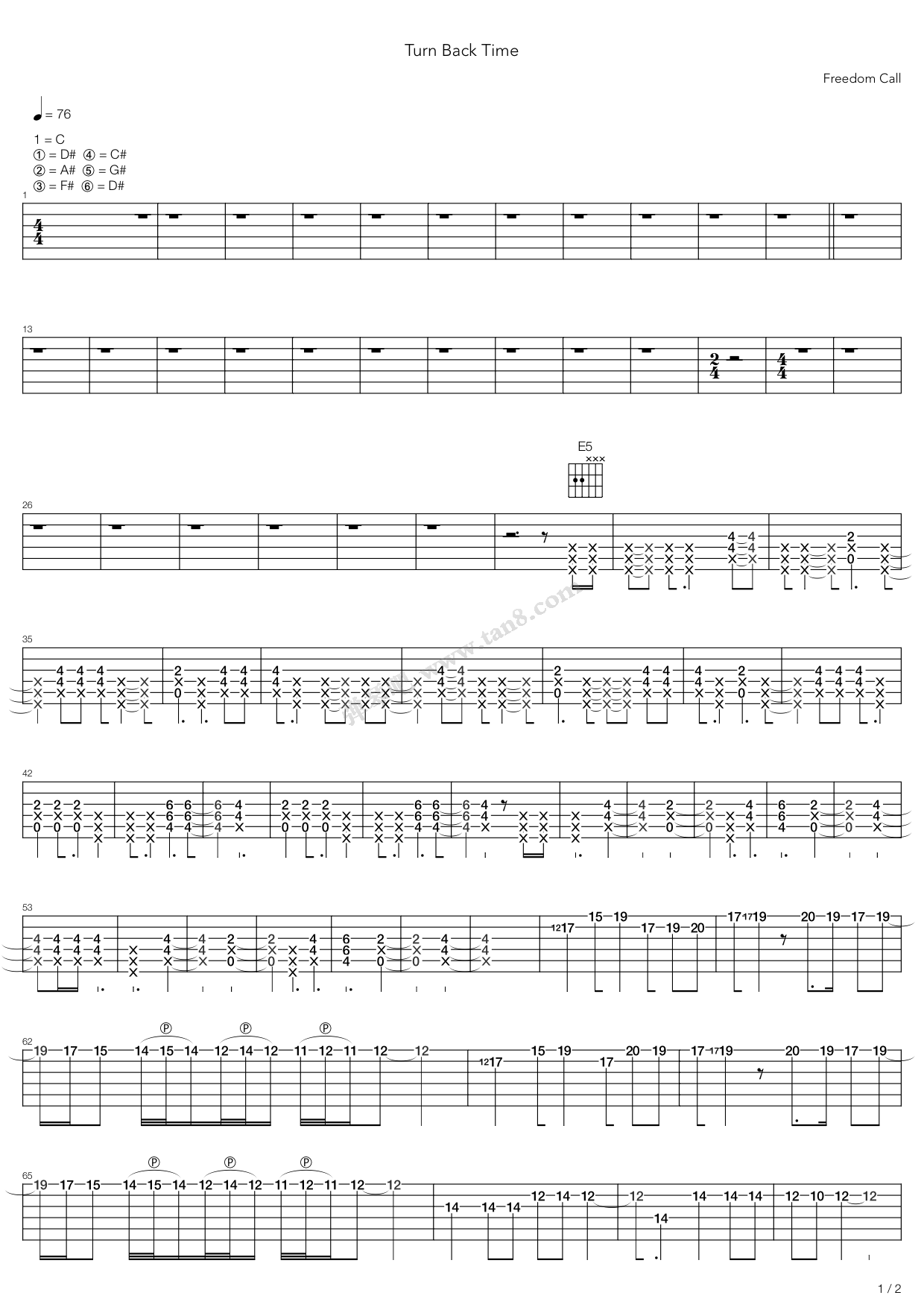 《turn back time》,freedom call(六线谱 吉他谱吉他谱 第5页