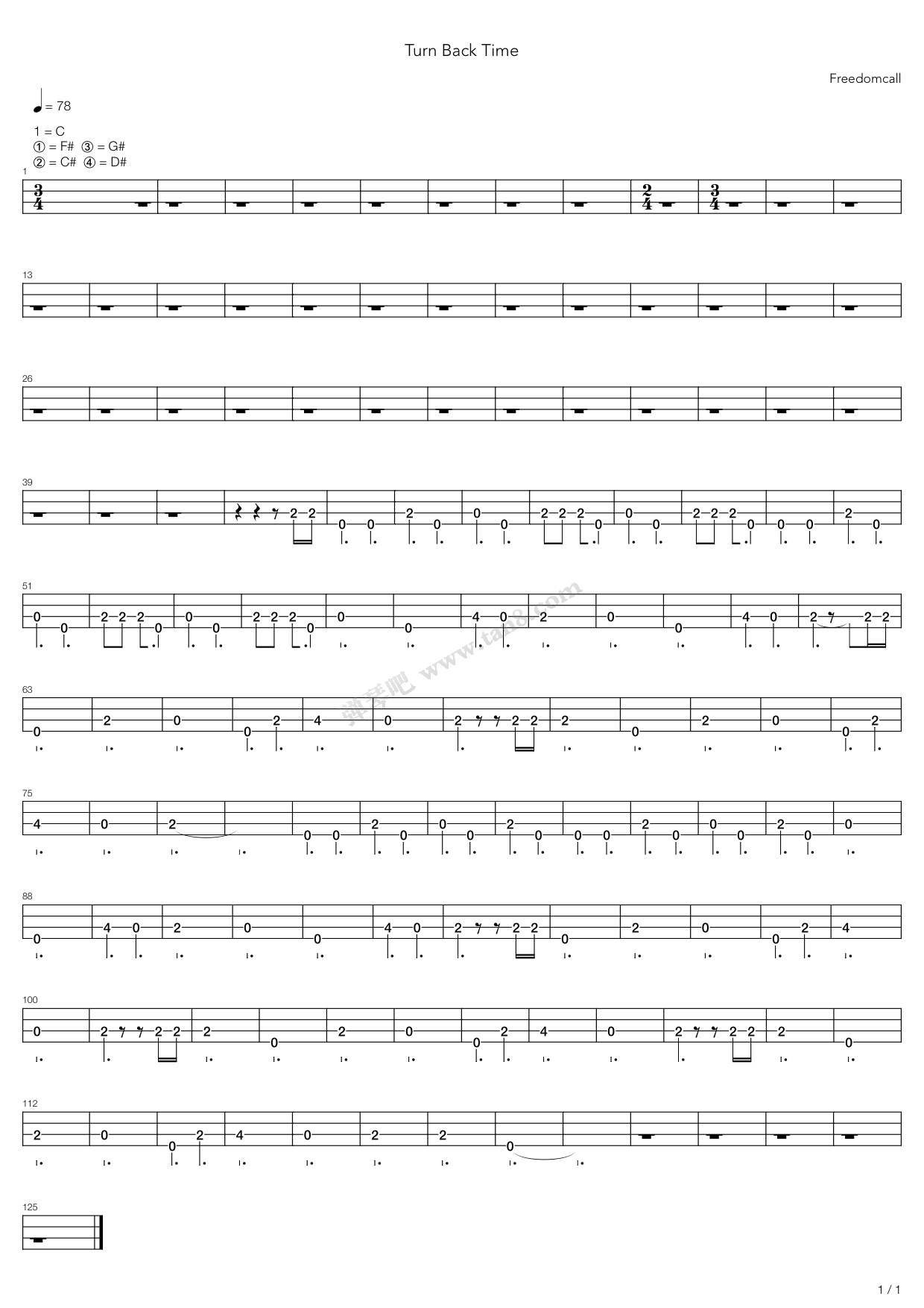 《turn back time》,freedom call(六线谱 吉他谱吉他谱 第6页