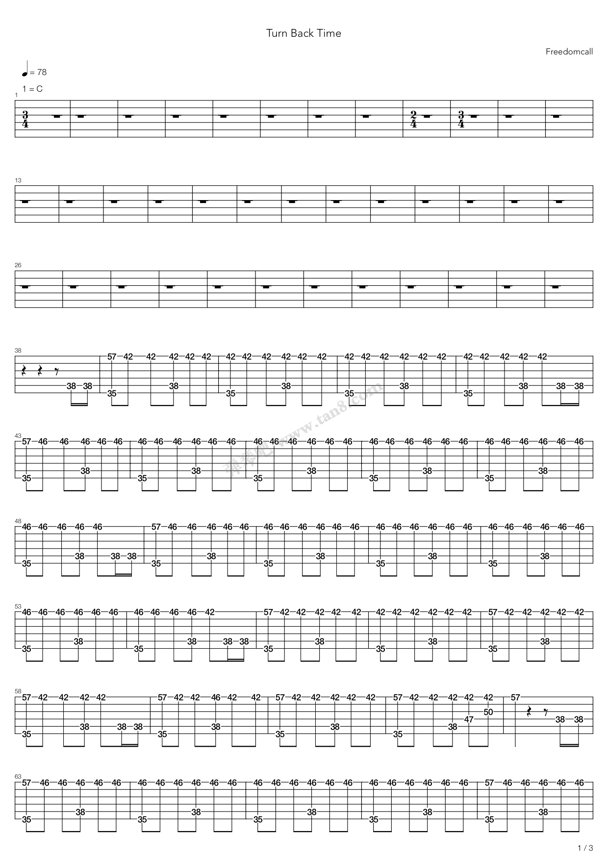《turn back time》,freedom call(六线谱 吉他谱吉他谱 第7页