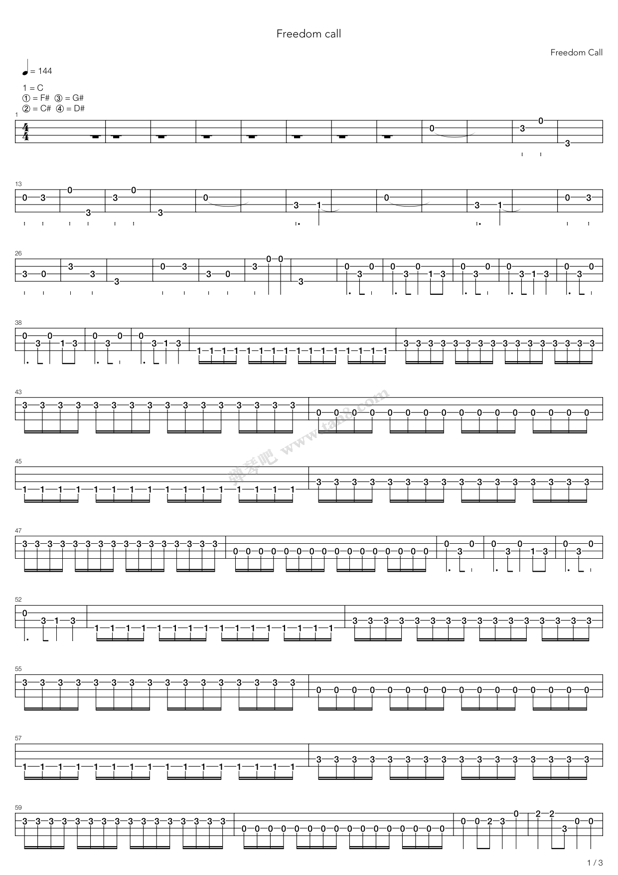 《freedom call》,freedom call(六线谱 吉他谱吉他谱 第11页