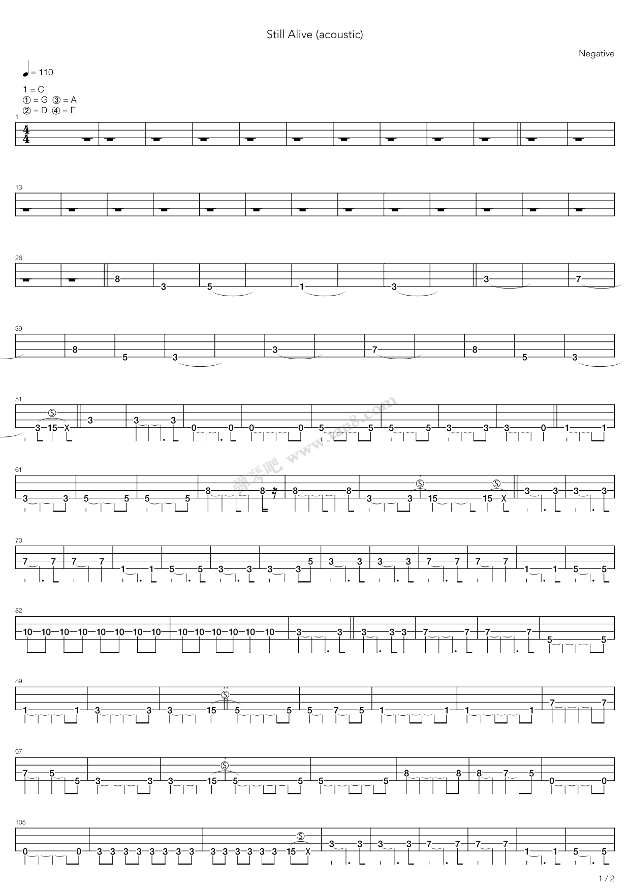 《still alive》,negative(六线谱 吉他谱吉他谱 第9页