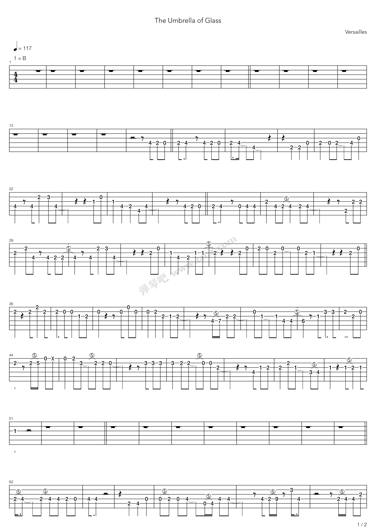 吉他谱 >>《the umbrella of glass》,versailles