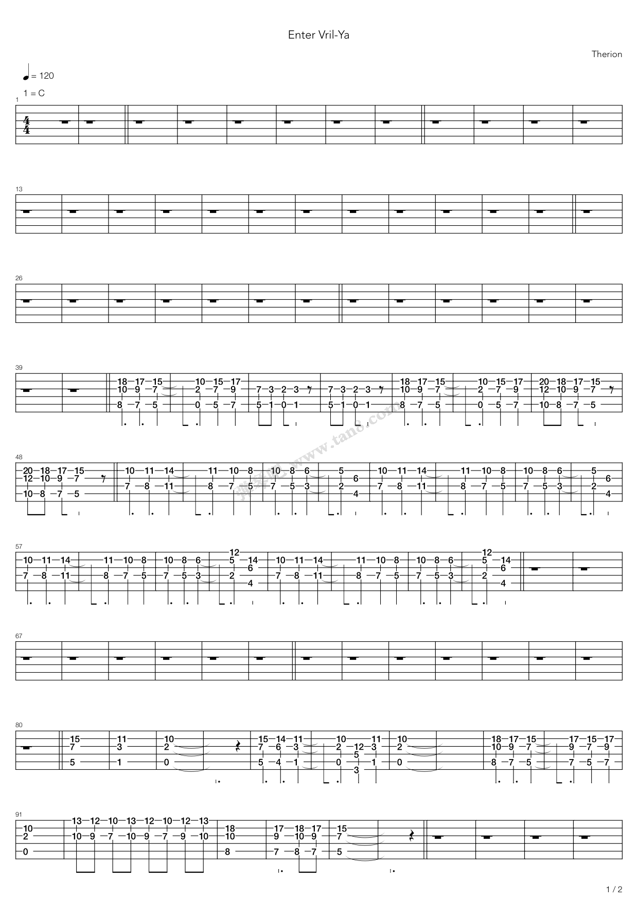 《enter vril-ya,therion(六线谱 吉他谱吉他谱 第19页