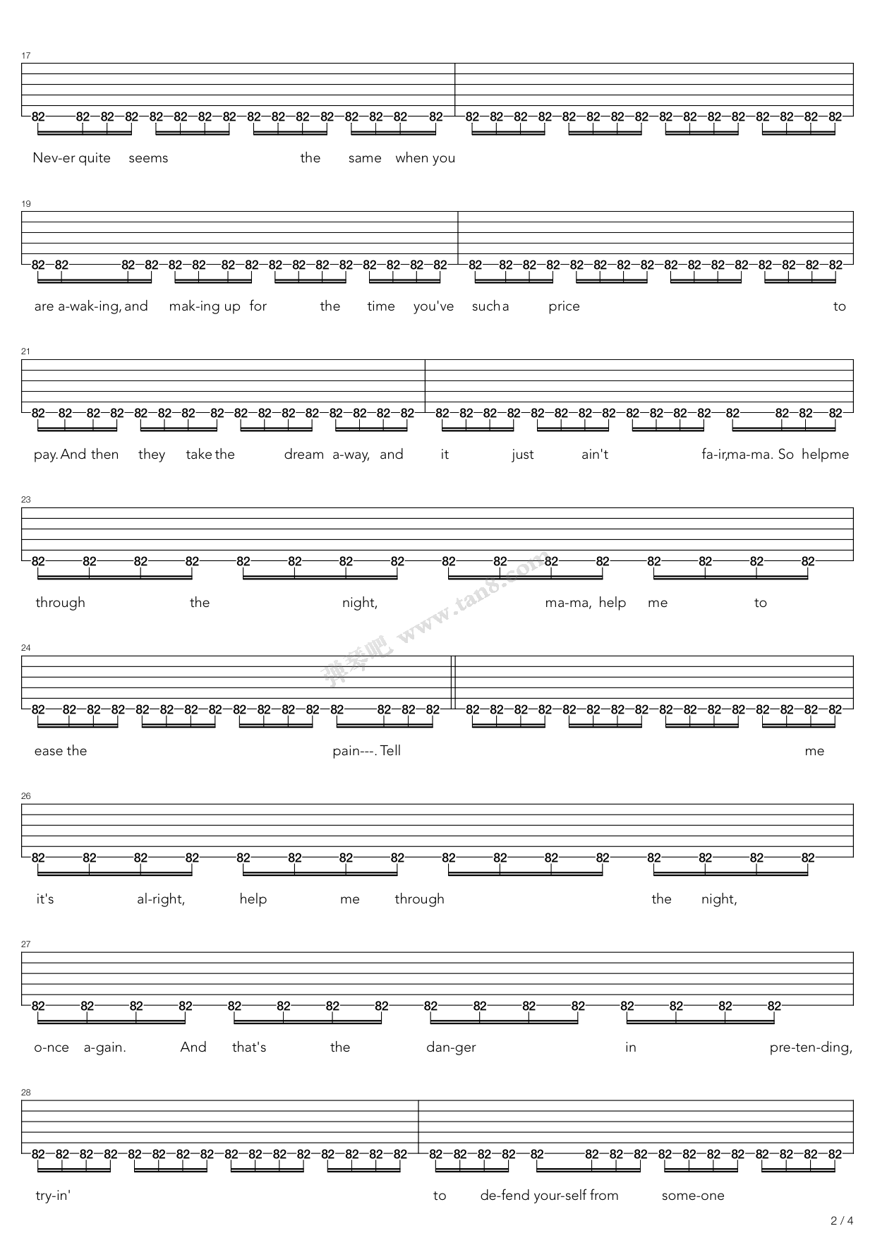 《help me through the night,eagles(六线谱 吉他谱吉他谱 第21页