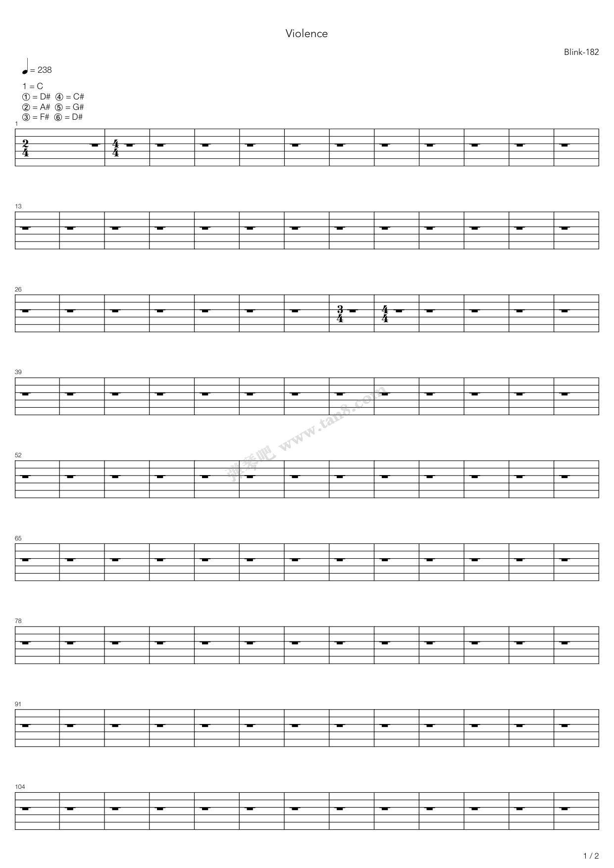《violence》,blink-182(六线谱 吉他谱吉他谱 第23页