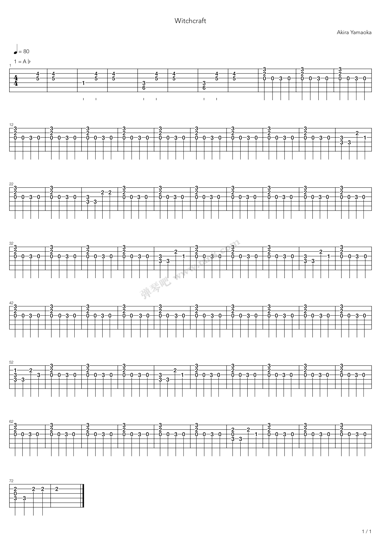 《witchcraft》,山冈晃(六线谱 调和弦txt吉他谱-虫虫