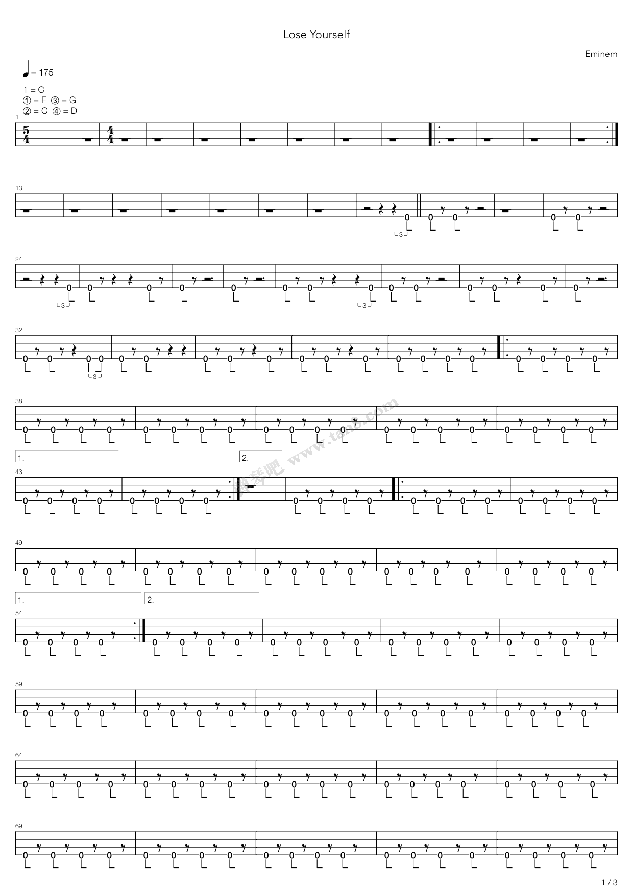 《lose yourself》,eminem(六线谱 吉他谱吉他谱 第15页