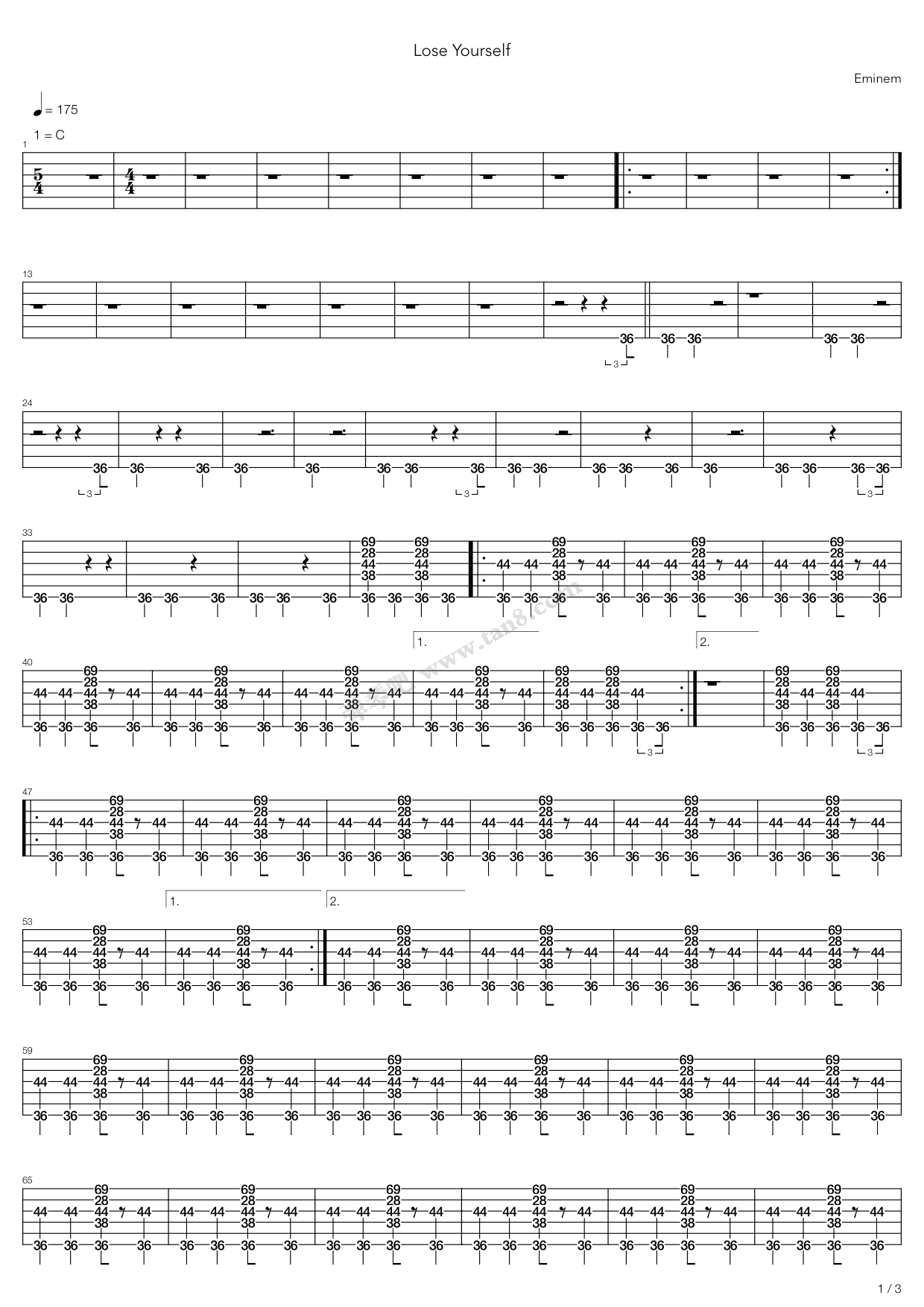 《lose yourself》,eminem(六线谱 吉他谱吉他谱 第18页