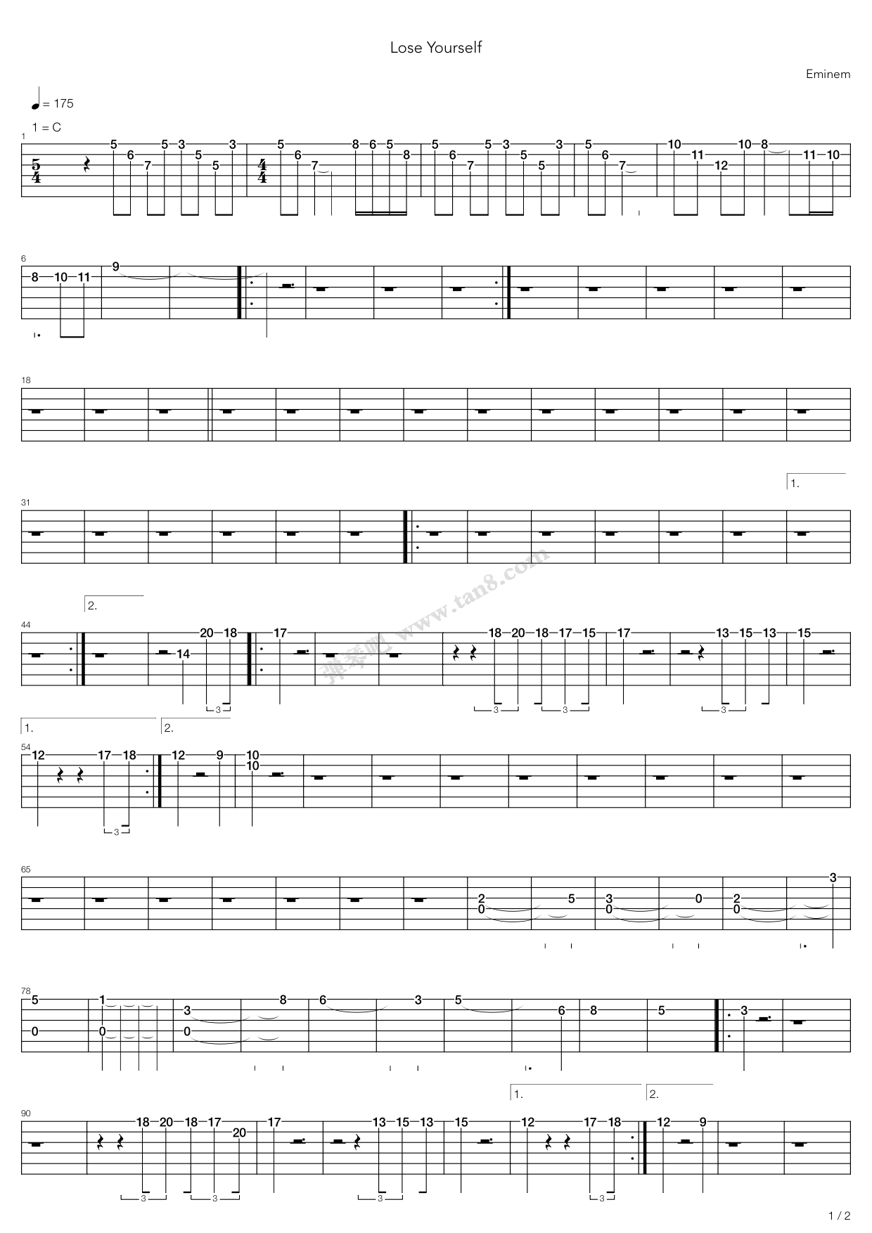 《lose yourself》,eminem(六线谱 吉他谱吉他谱 第9页