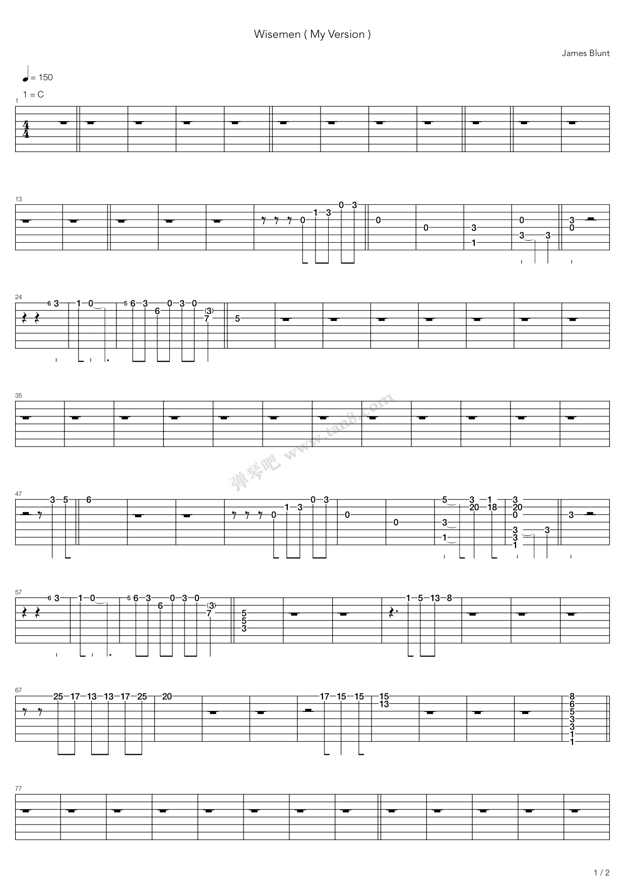 《wiseman》,james blunt(六线谱 吉他谱吉他谱 第9页