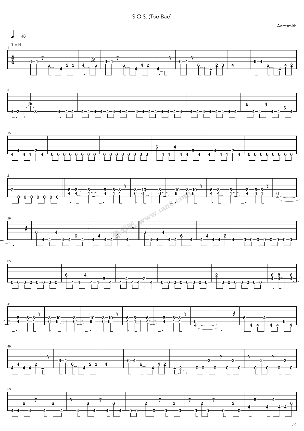 《sos too bad》,aerosmith(六线谱 吉他谱吉他谱 第3页