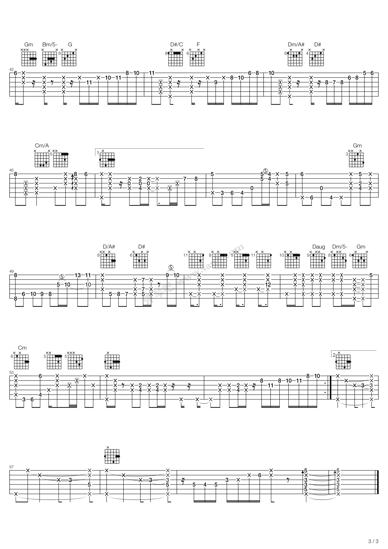 《autumn leaves》,伍伍慧(六线谱 吉他谱吉他谱 第3页