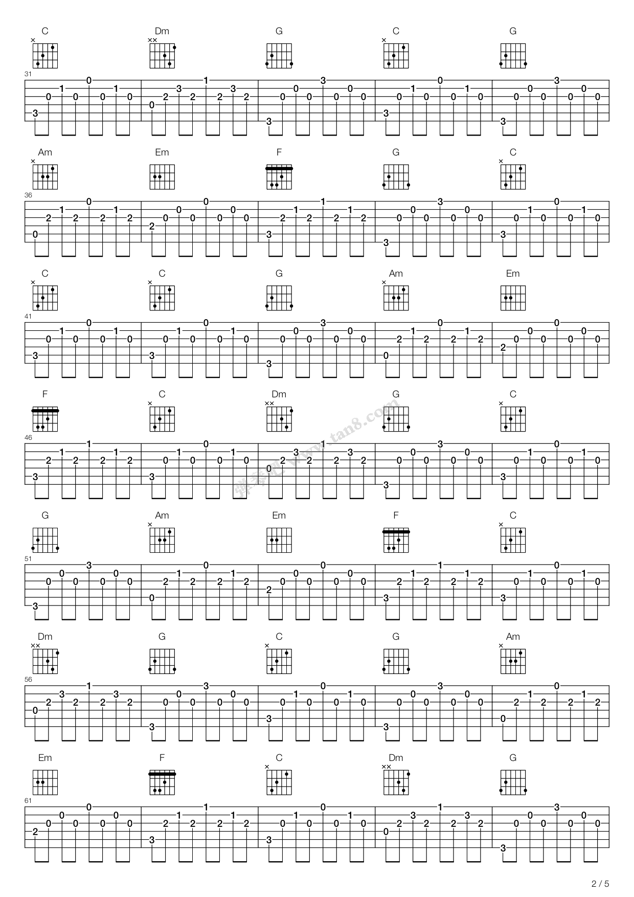 《孤独》,宾阳乐队(六线谱 吉他谱吉他谱 第8页