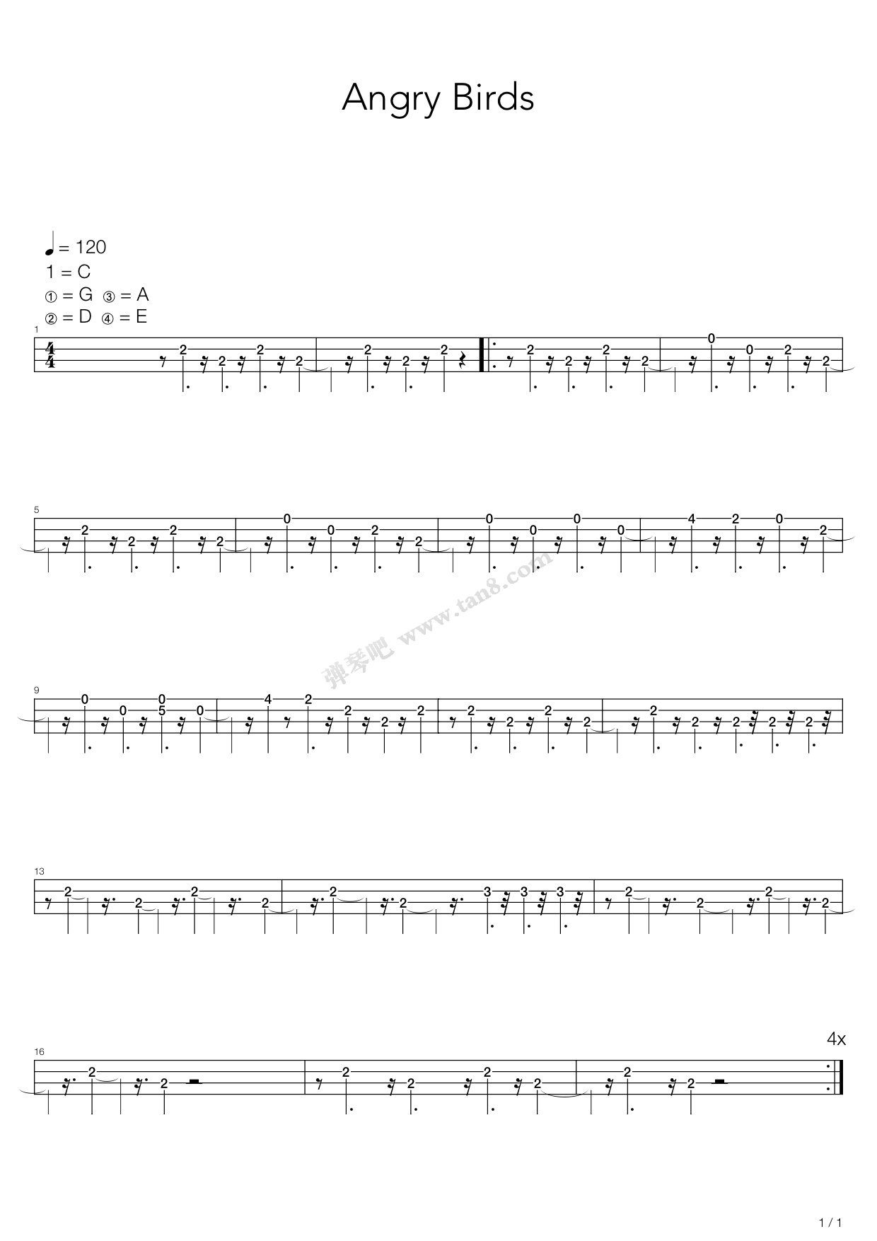 《angry birds(愤怒的小鸟)》,动漫游戏(六线谱 吉他谱吉他谱 第2页