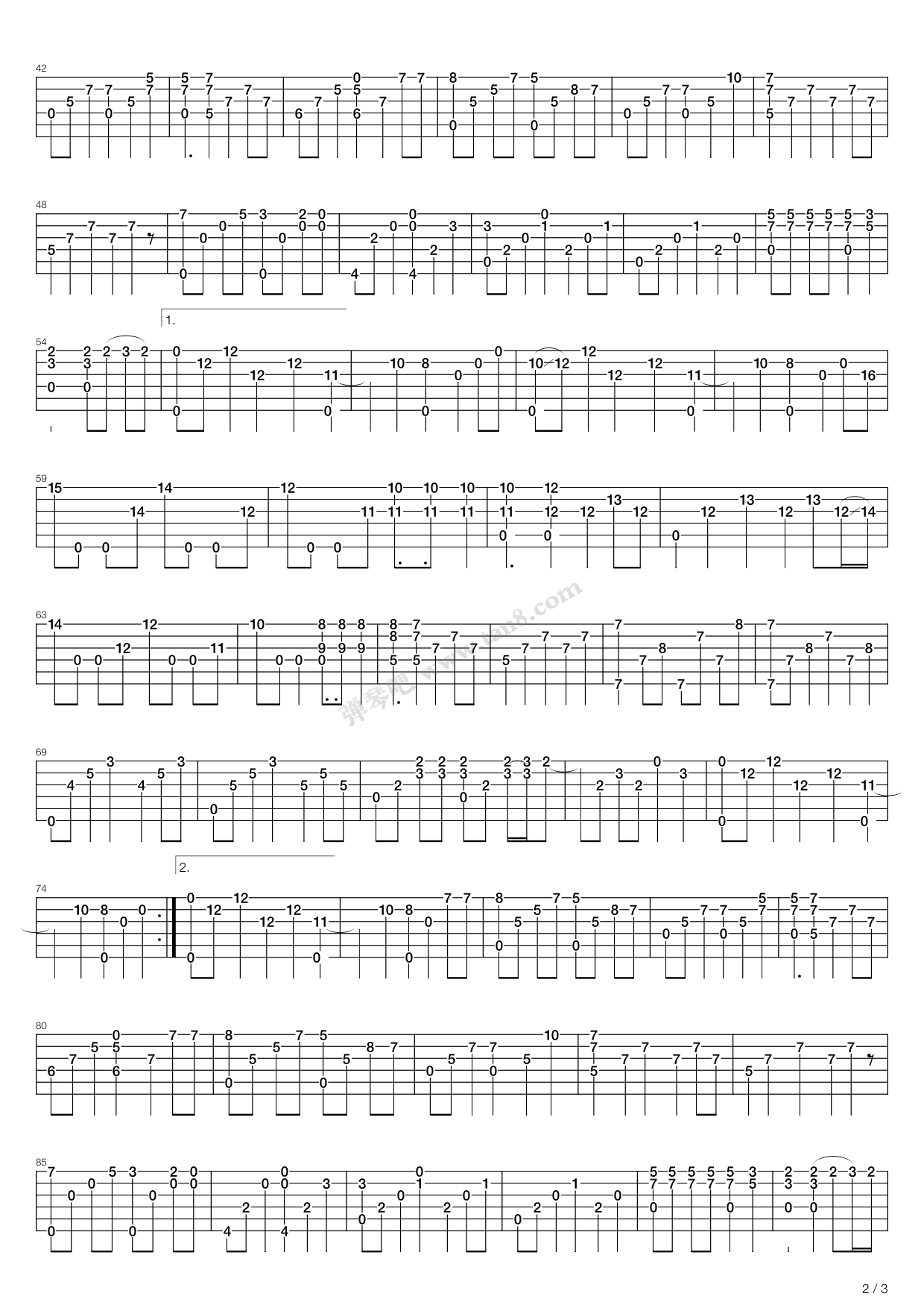 《casablanca(卡萨布兰卡)(大伟版)》,bertie higgins(六线谱 吉他谱