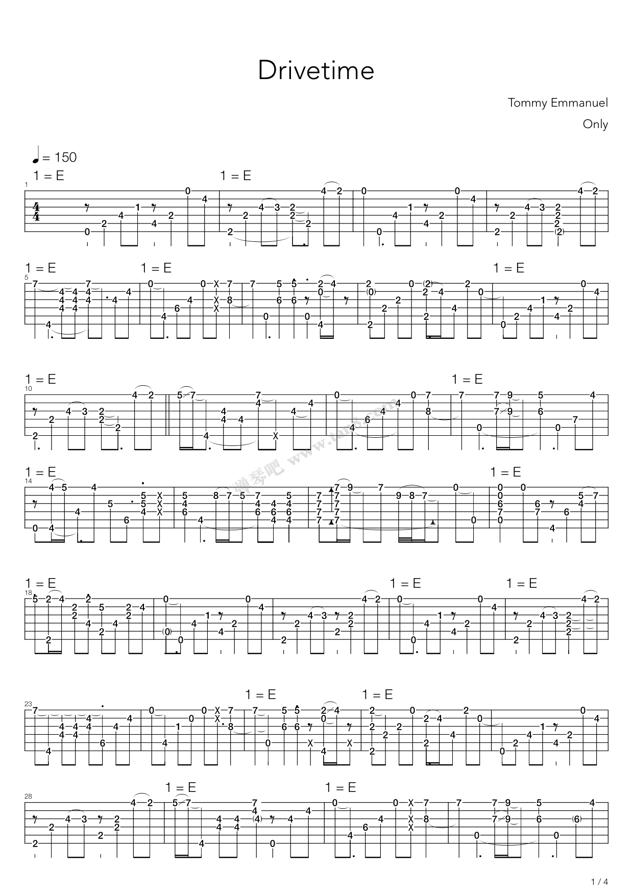 《drivetime》,tommy emmanuel(六线谱 吉他谱吉他谱 第1页