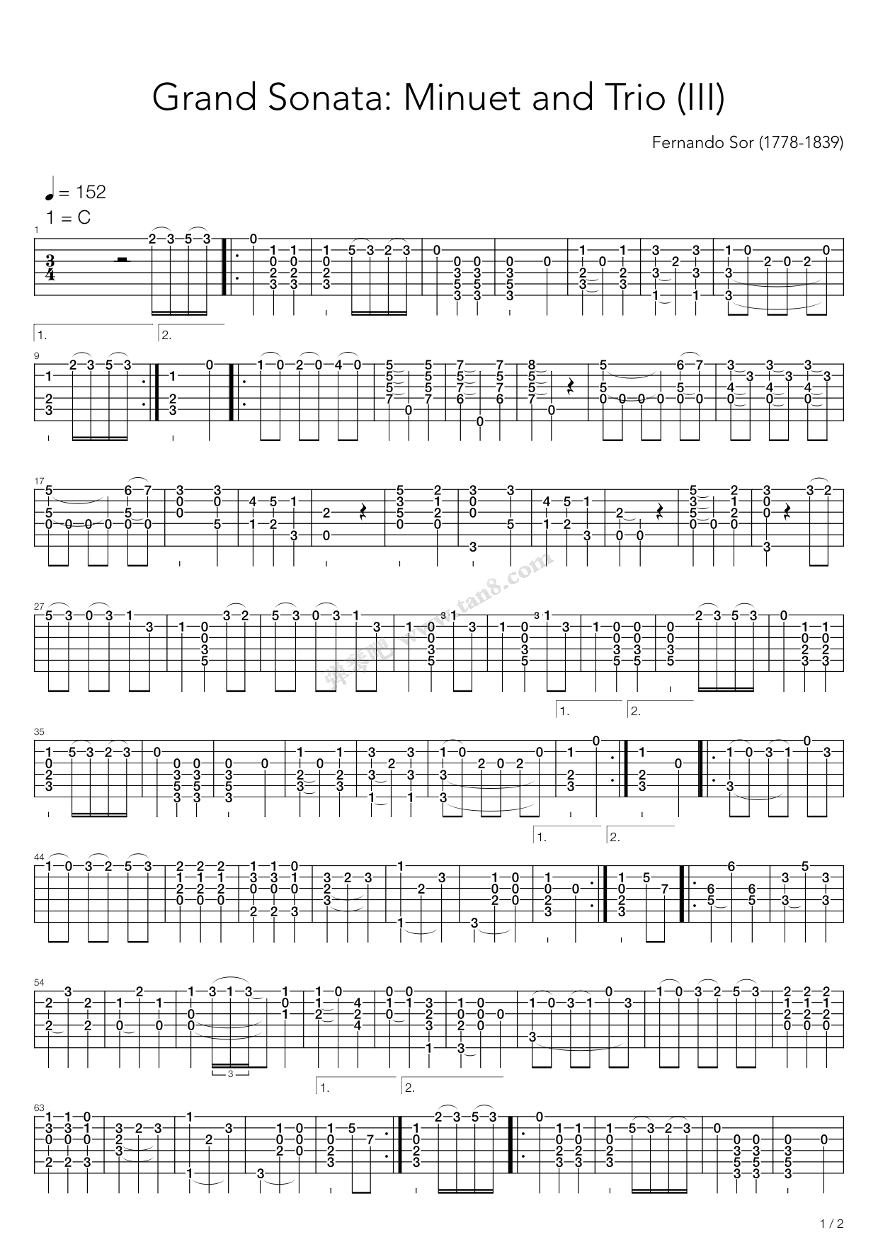 儿歌fernandosorgrandsonataminuetandtrio大奏鸣曲