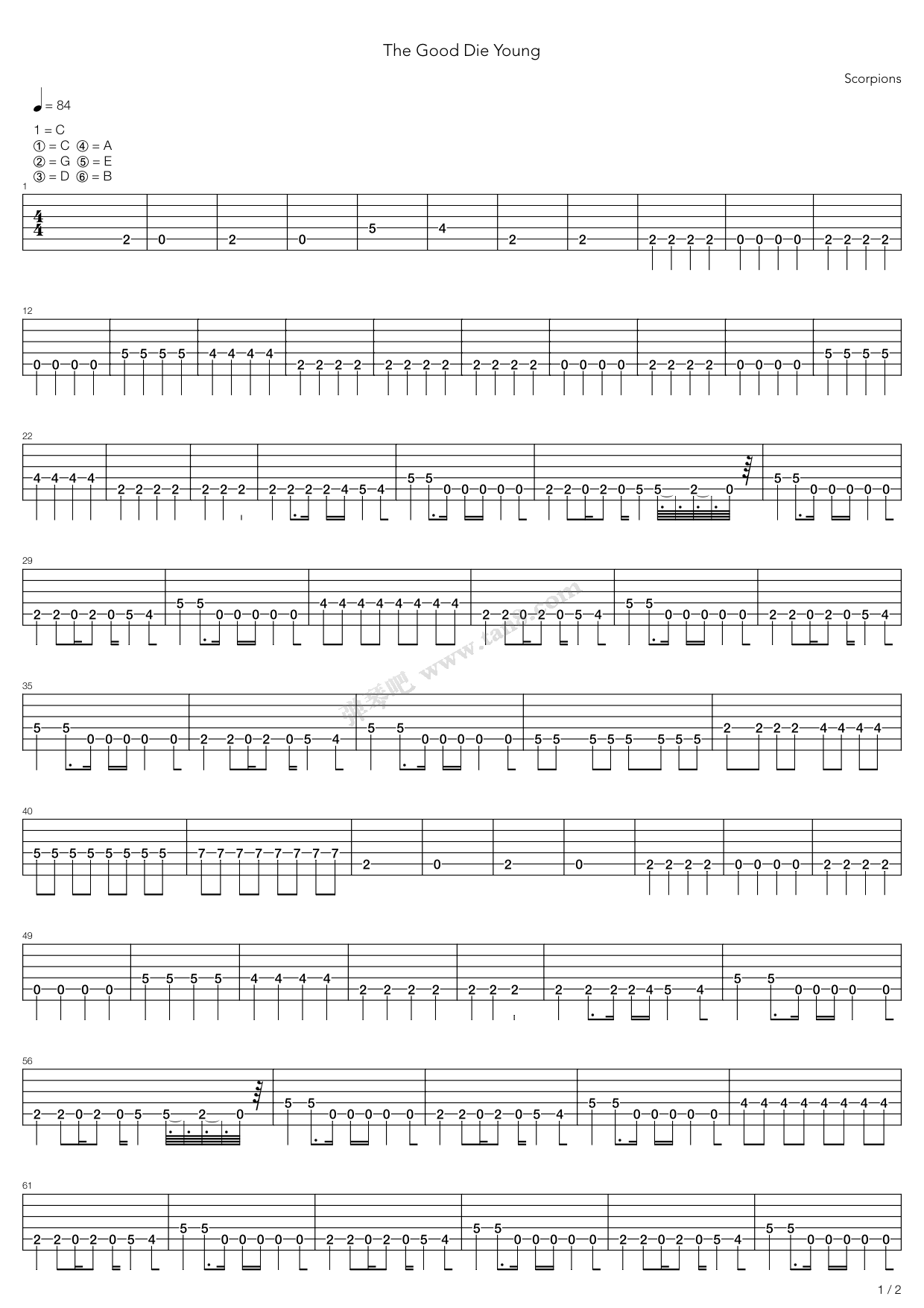 吉他谱 >> 儿歌 >> scorpions >>the good die young